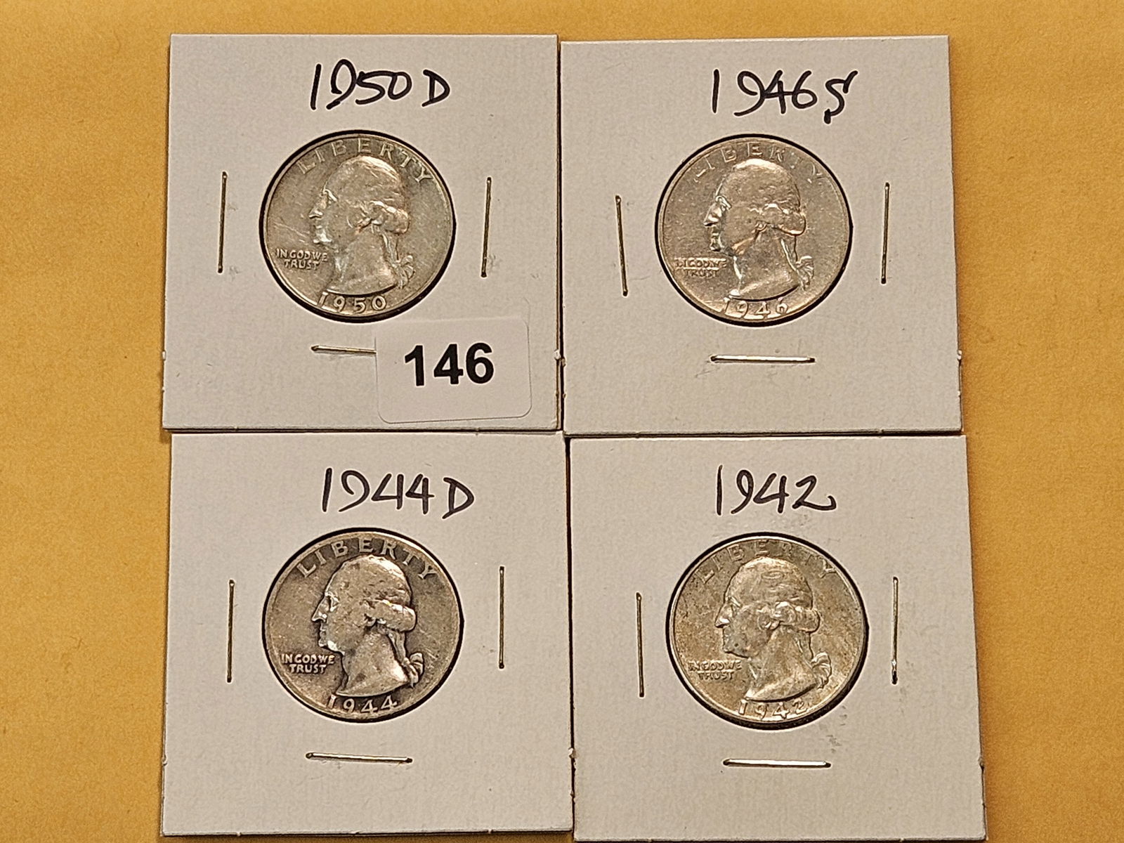 Four Washington Silver Quarters (1 of 6)