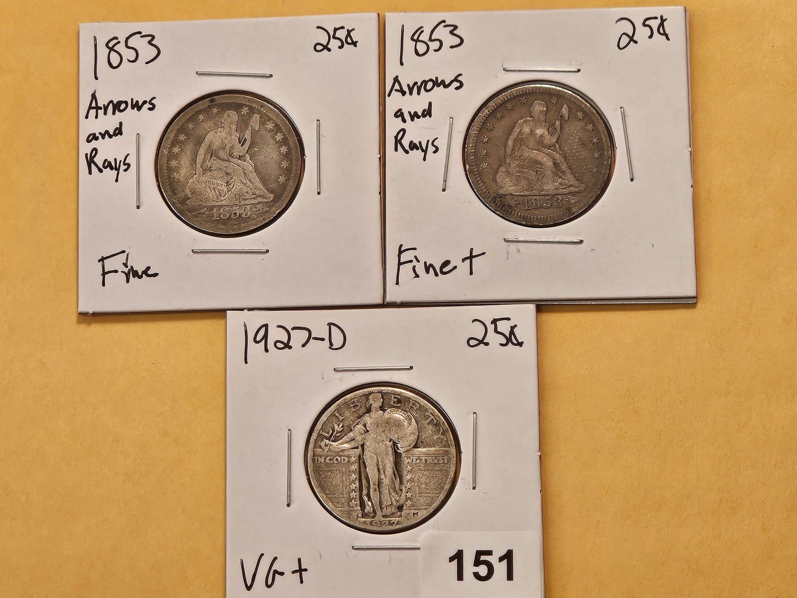 Two Seated Liberty and a Standing Liberty Silver Quarters (1 of 8)