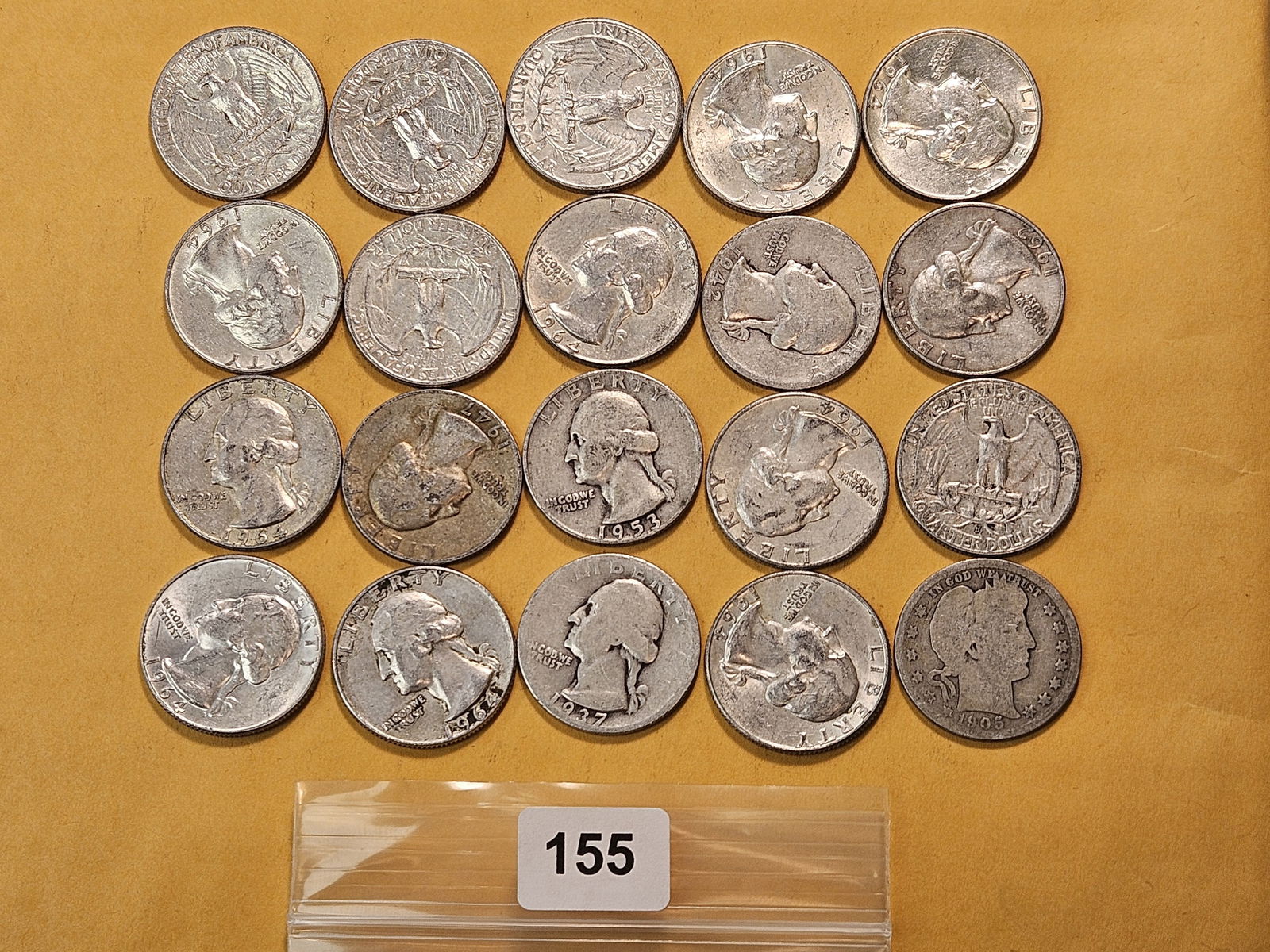 Twenty Circulated Washington Silver Quarters (1 of 2)