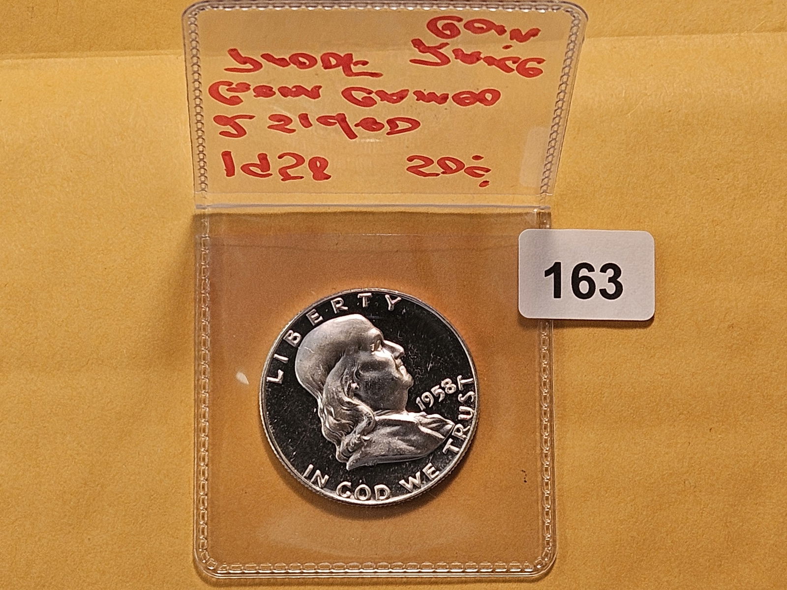 WOW! GEM Proof Cameo 1958 Franklin Silver Half Dollar - 2