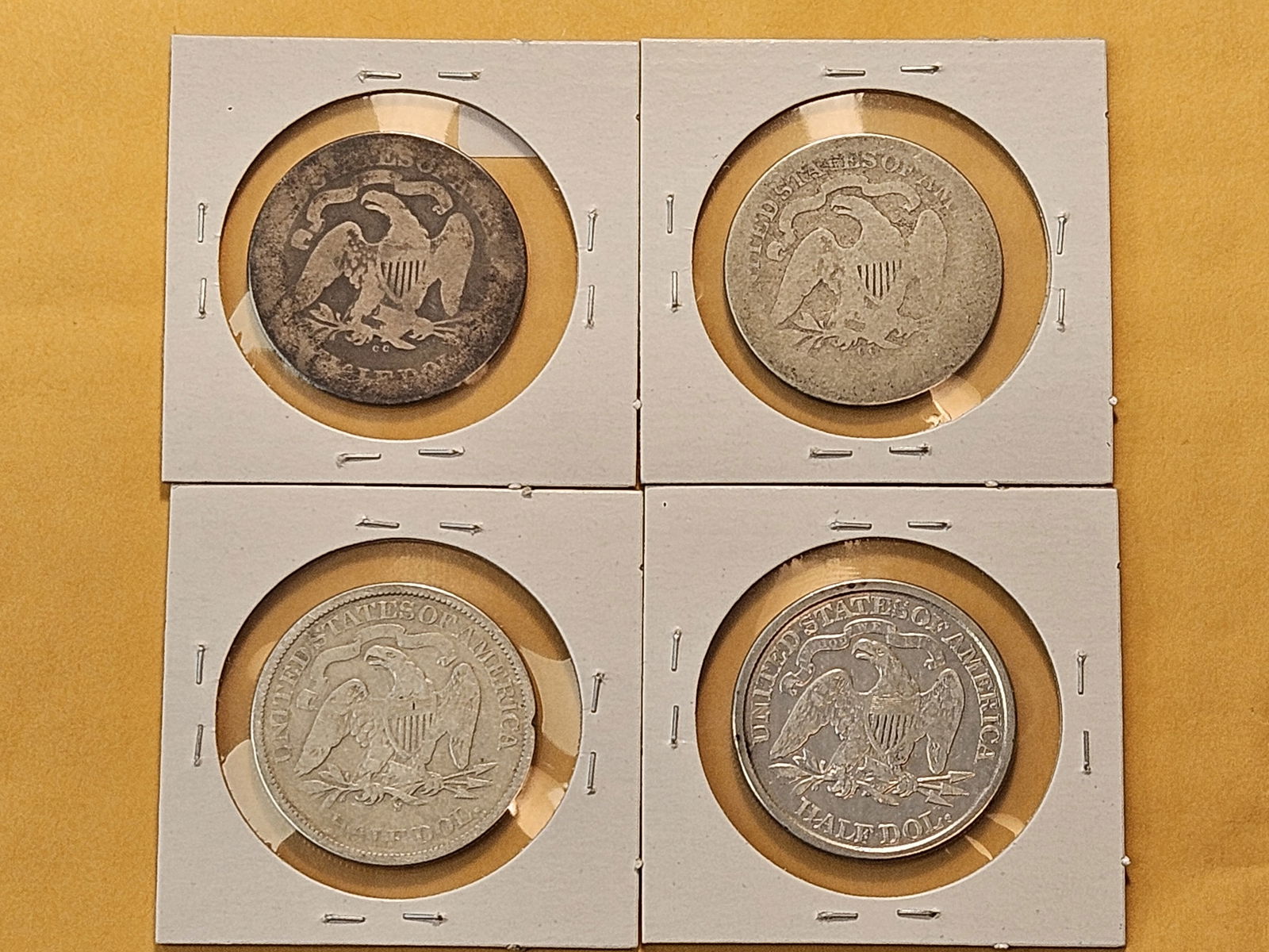 Four Circulated Seated Liberty Silver Half Dollars - 6