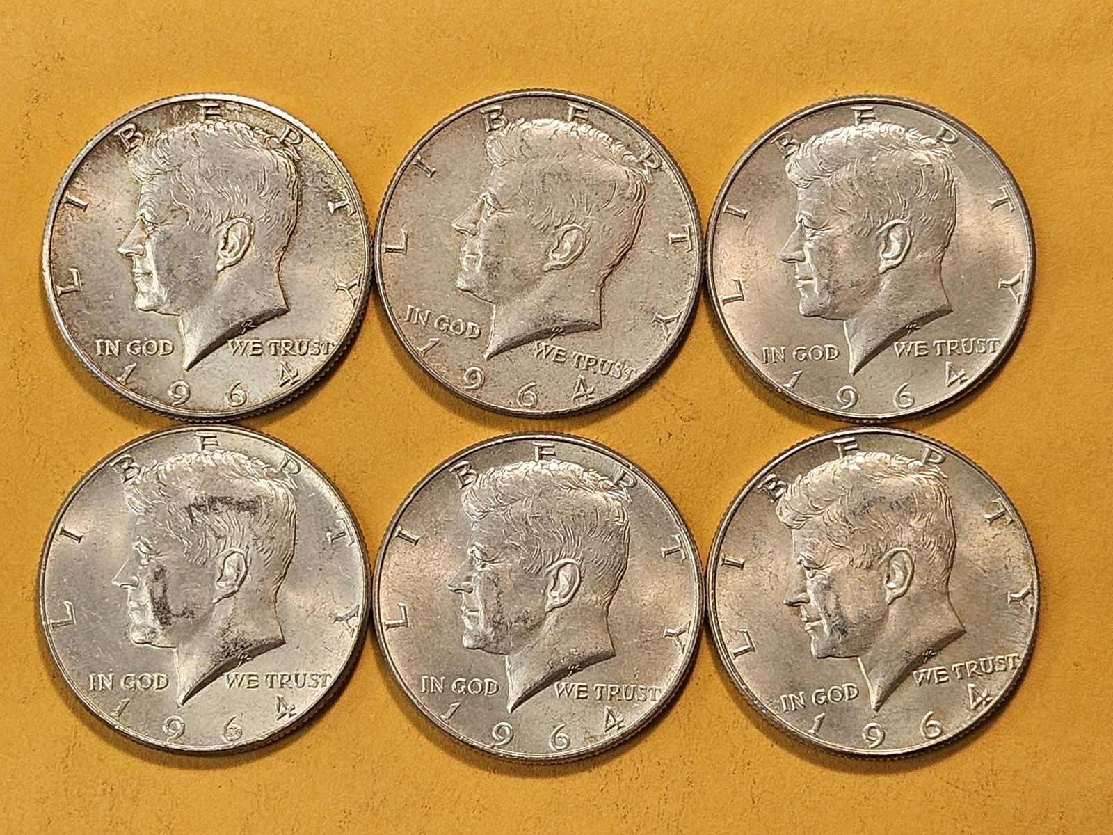 Six 1964 Kennedy Silver Half Dollars - 2