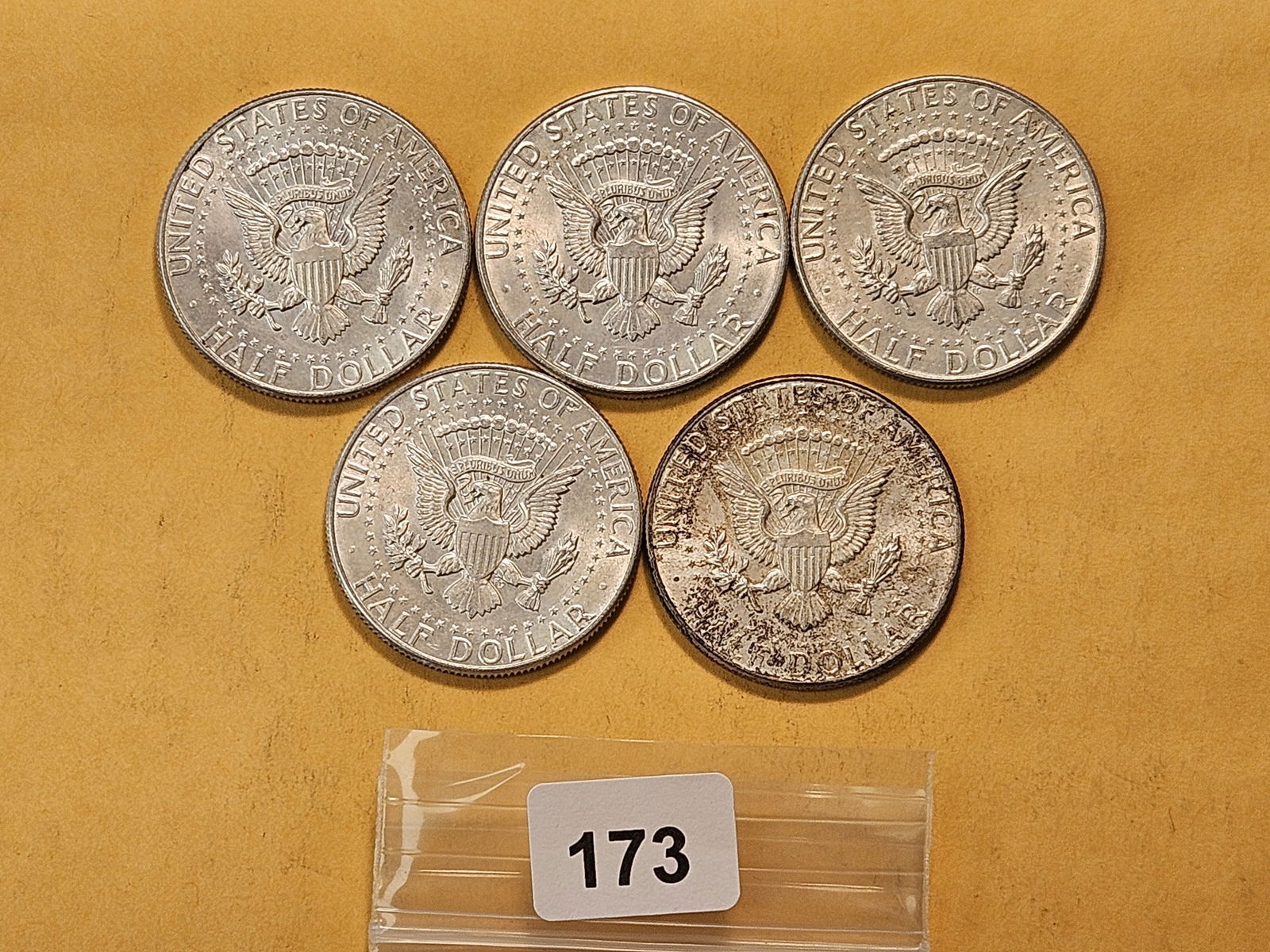 Five 1964 Kennedy Silver Half Dollars - 3