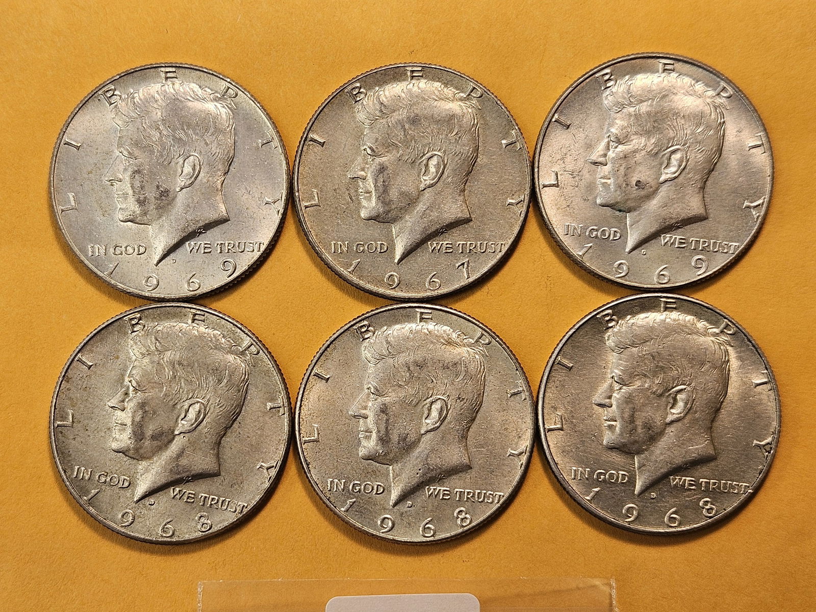 Six 40% Kennedy Silver Half Dollars - 2