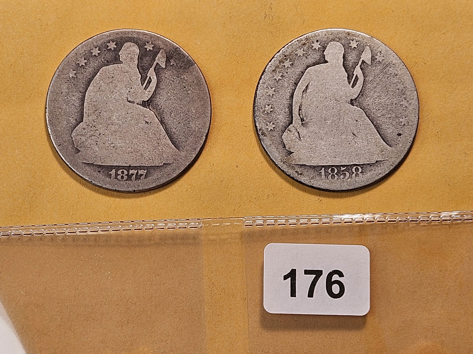 Two Circulated Seated Liberty Silver Half Dollars (1 of 6)