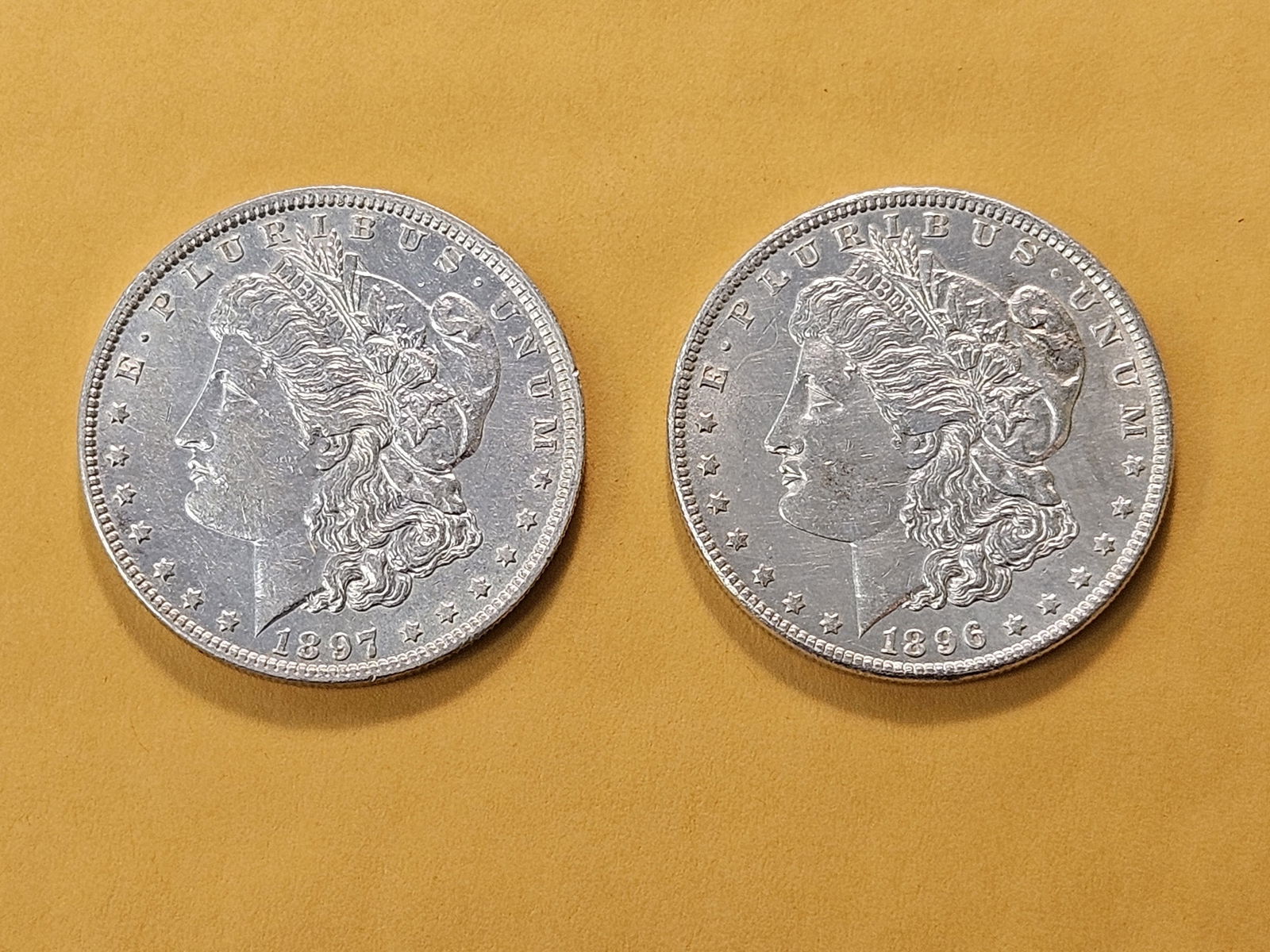 Two About Uncirculated Morgan Silver Dollars - 2