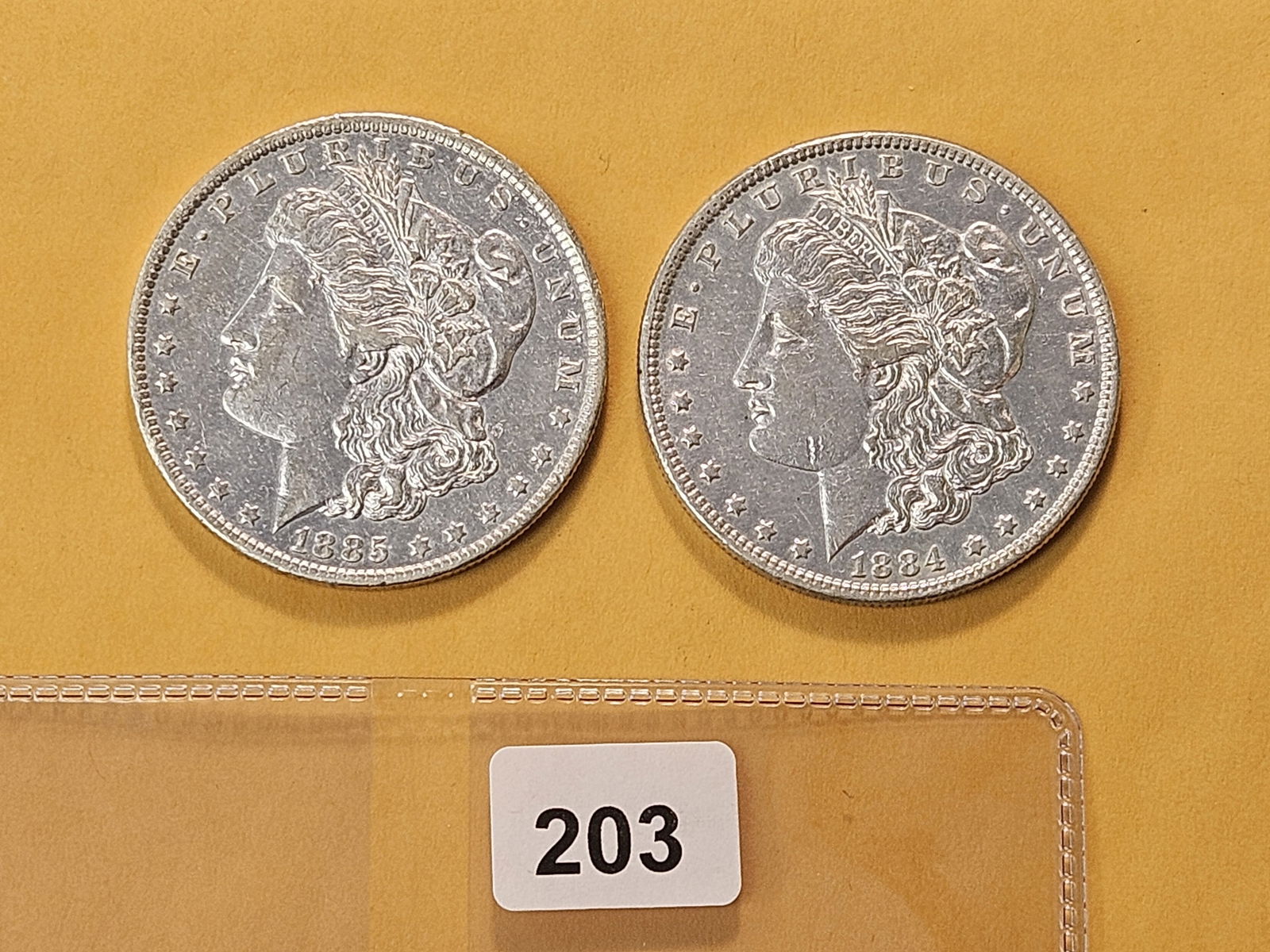 Two About Uncirculated Morgan Silver Dollars (1 of 4)
