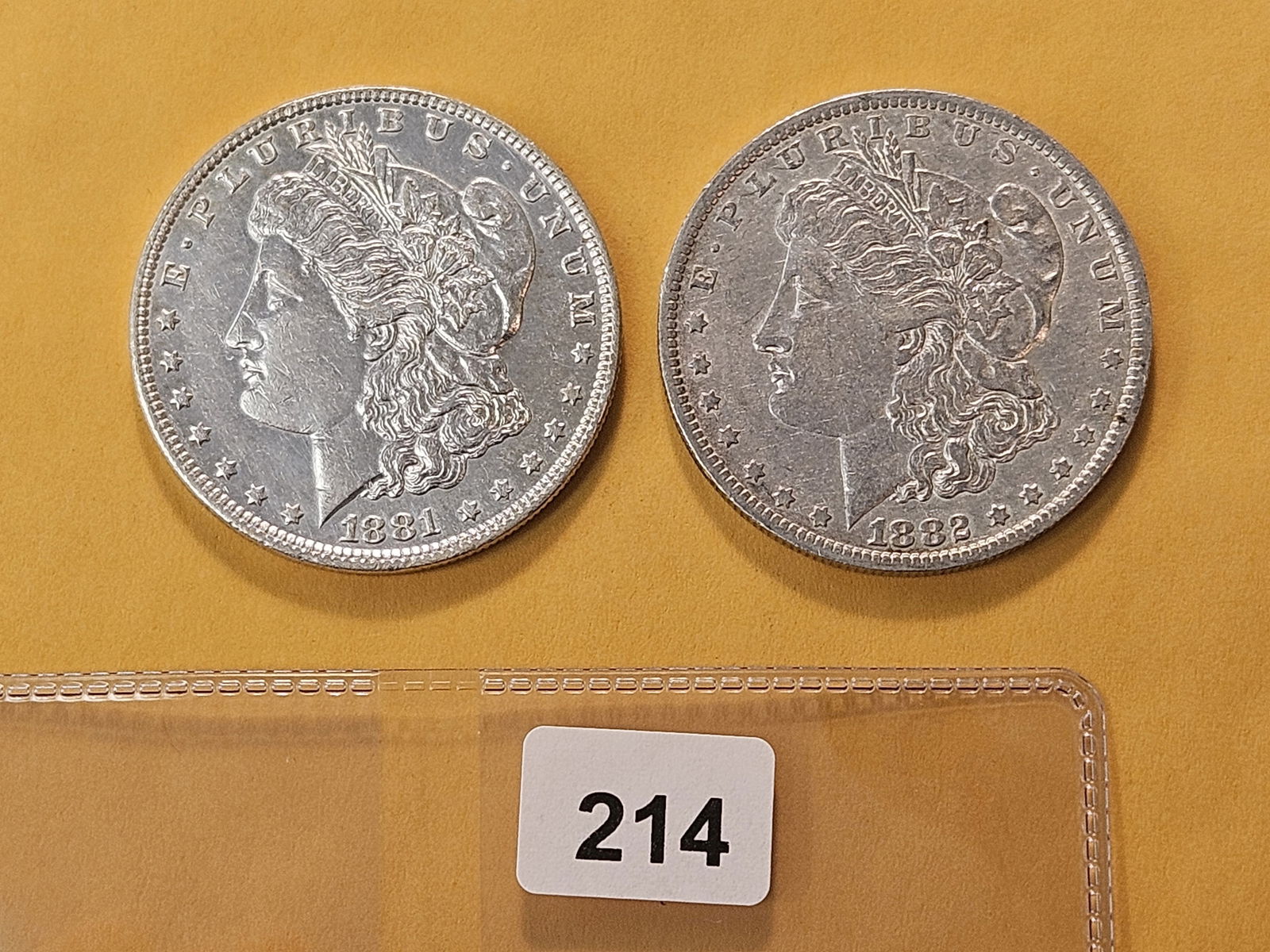 Two About Uncirculated Morgan Silver Dollars (1 of 4)