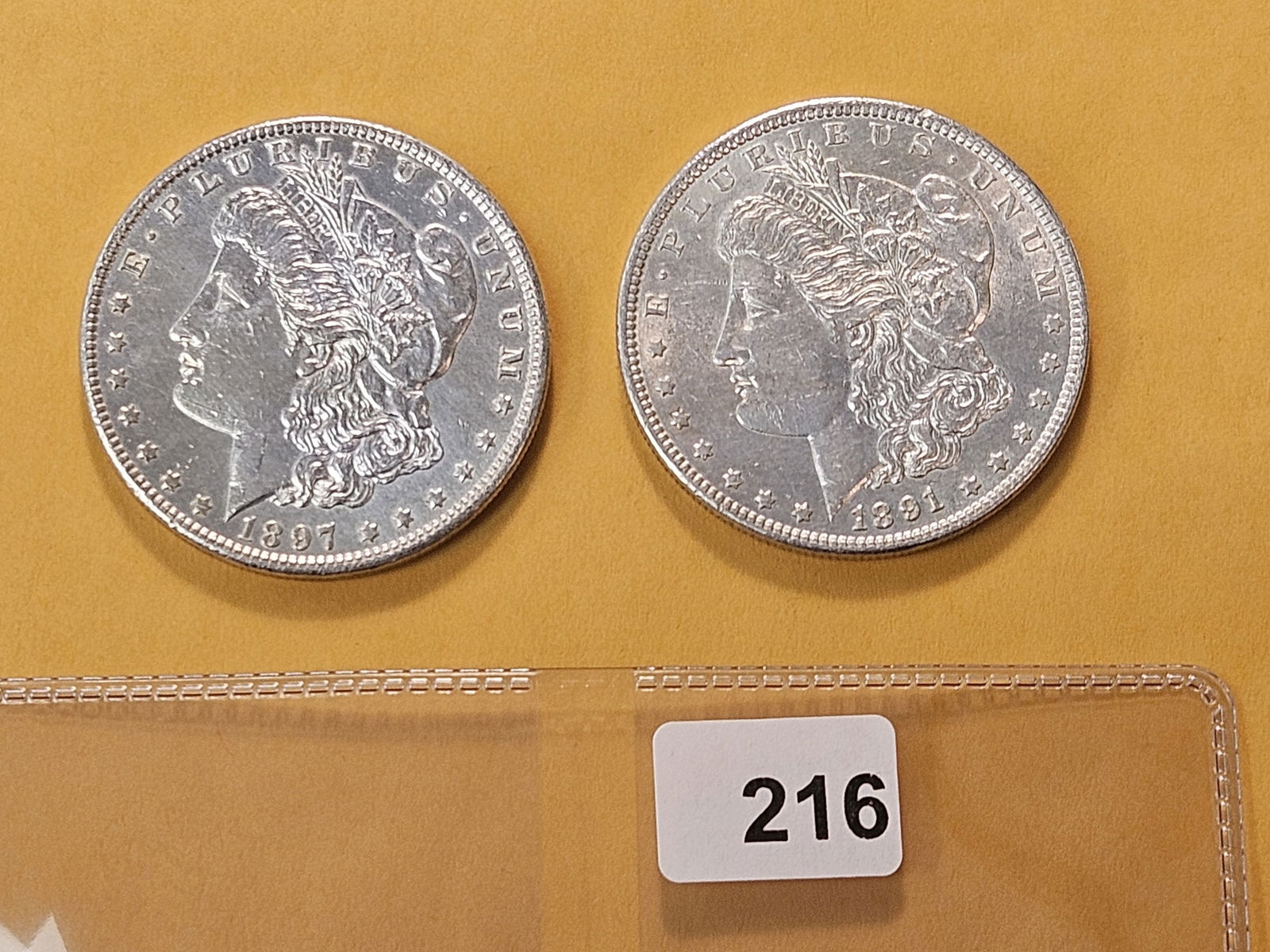 Two About Uncirculated Morgan Silver Dollars (1 of 4)