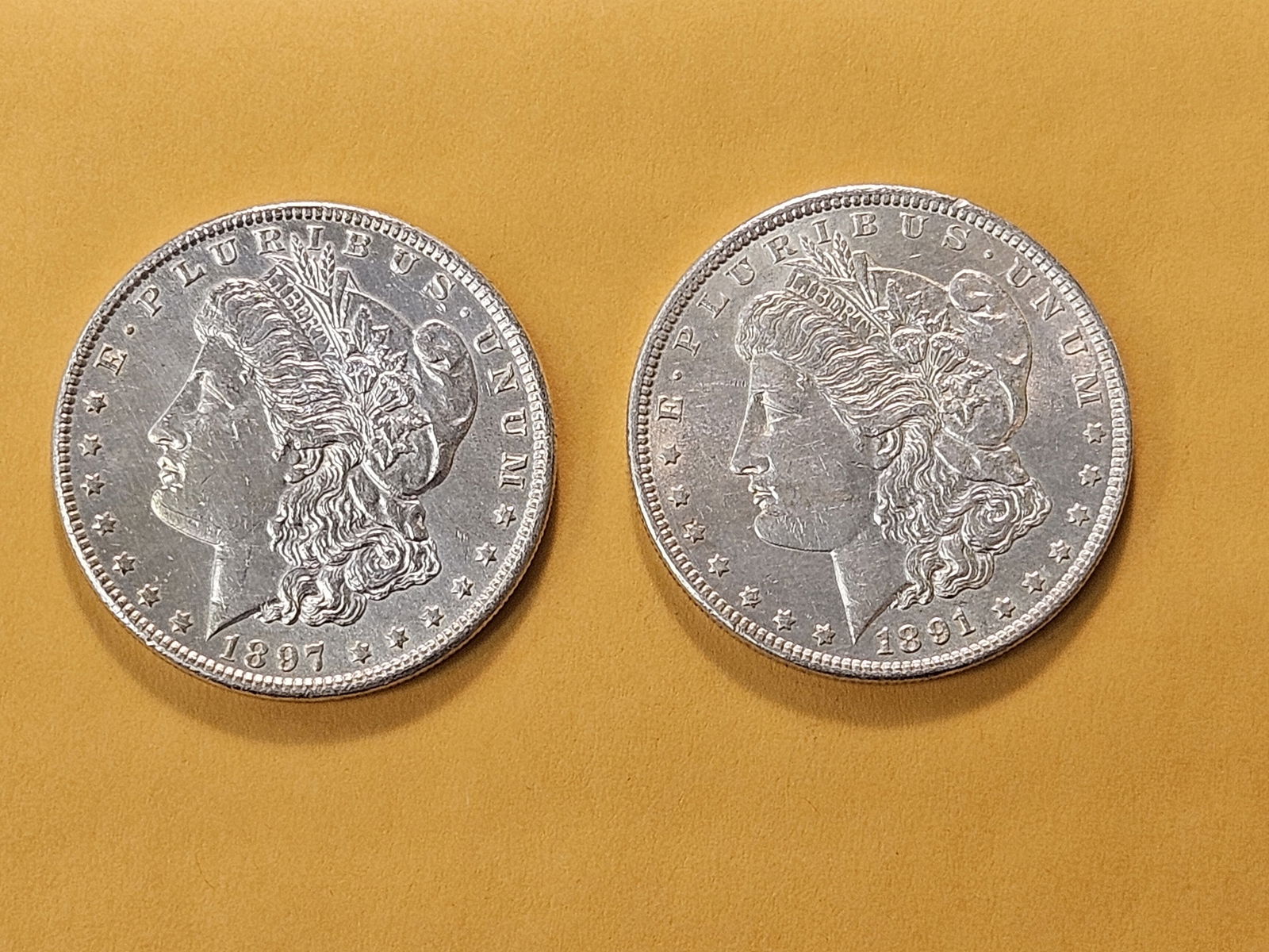 Two About Uncirculated Morgan Silver Dollars - 2