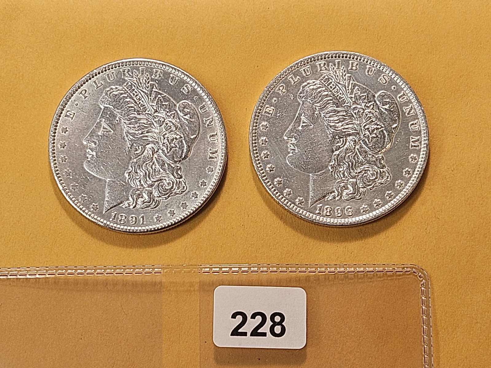 Two About Uncirculated Morgan Silver Dollars (1 of 4)