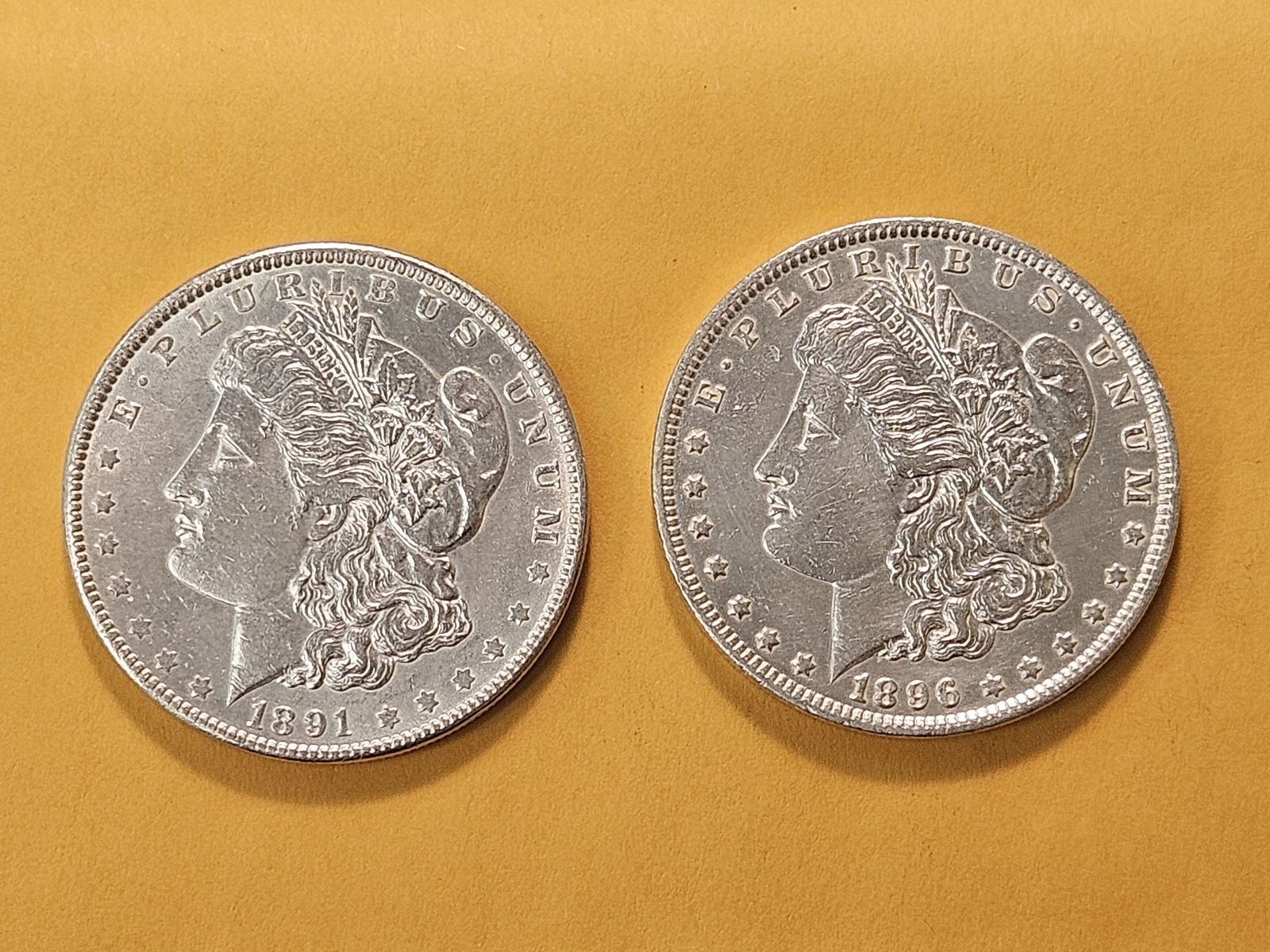 Two About Uncirculated Morgan Silver Dollars - 2