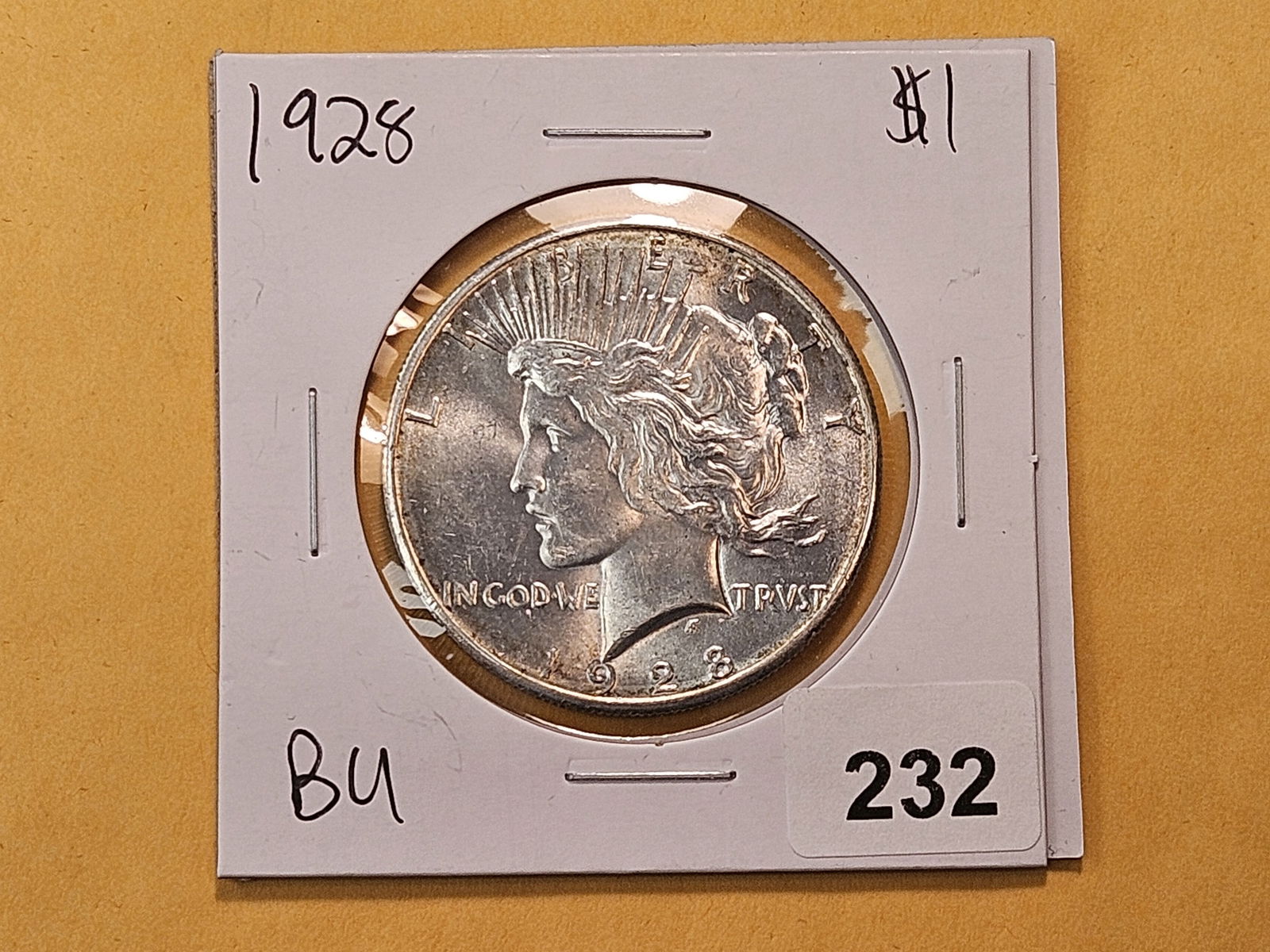 KEY DATE!! Brilliant Uncirculated 1928 Peace Silver Dollar - 2