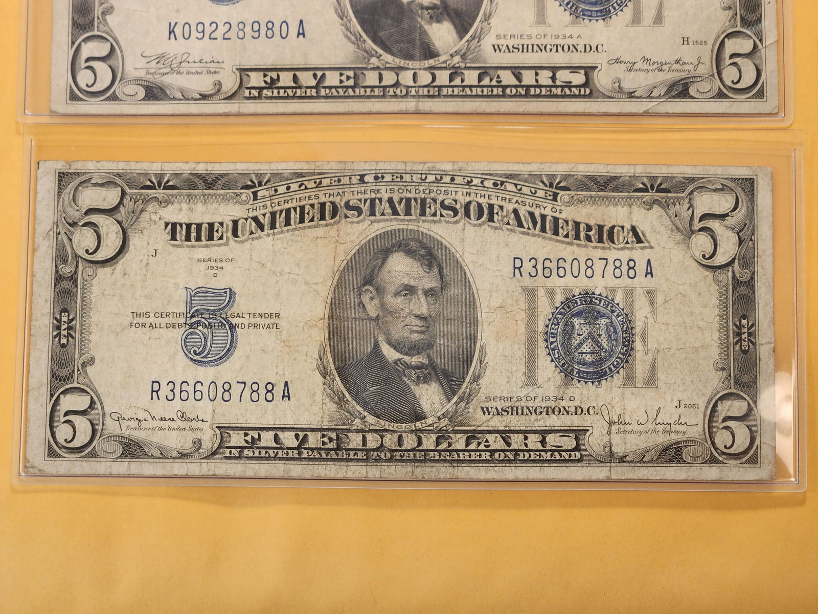 Three Lightly Circulated Five Dollar Blue Seal Silver Certificates - 4