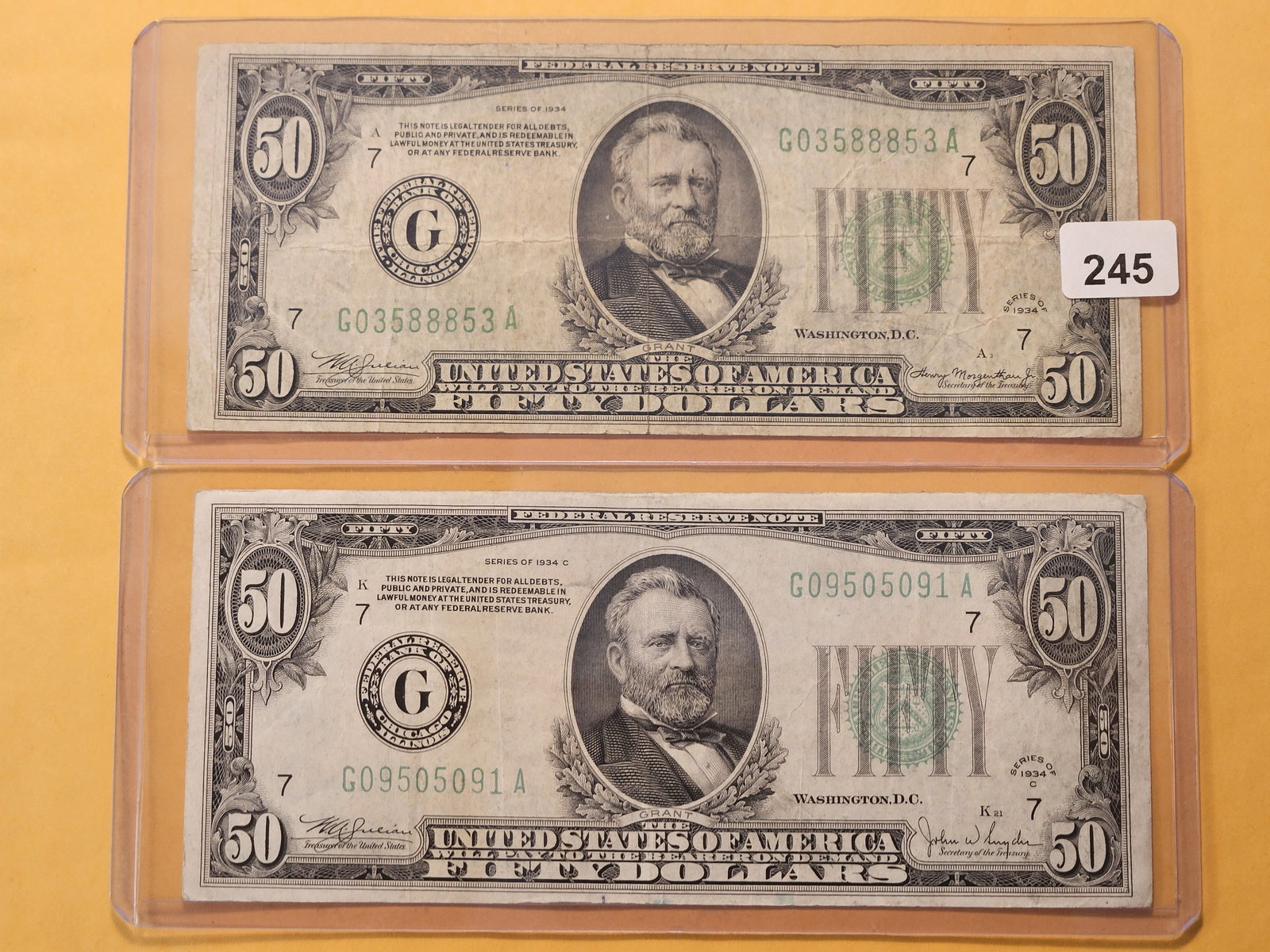 Two Green Seal $50 Dollar Federal Reserve Notes (1 of 6)