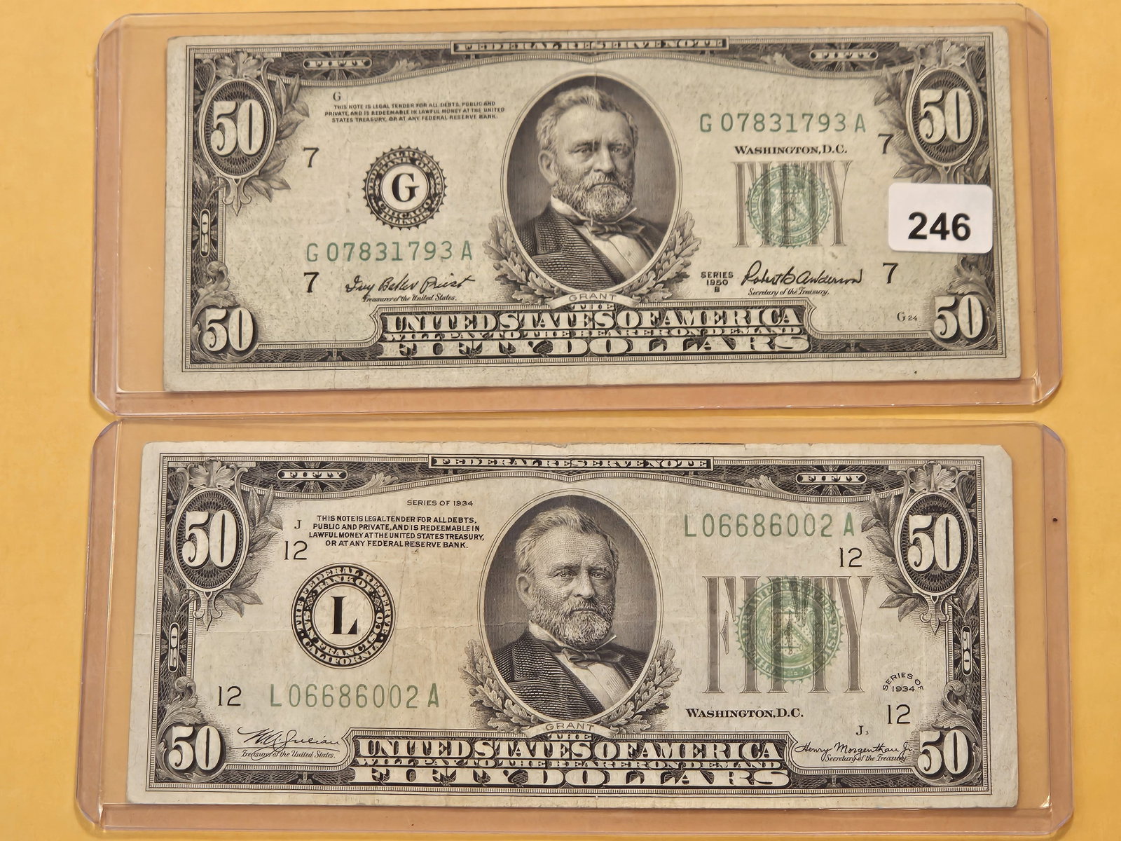 Two Green Seal $50 Dollar Federal Reserve Notes (1 of 4)