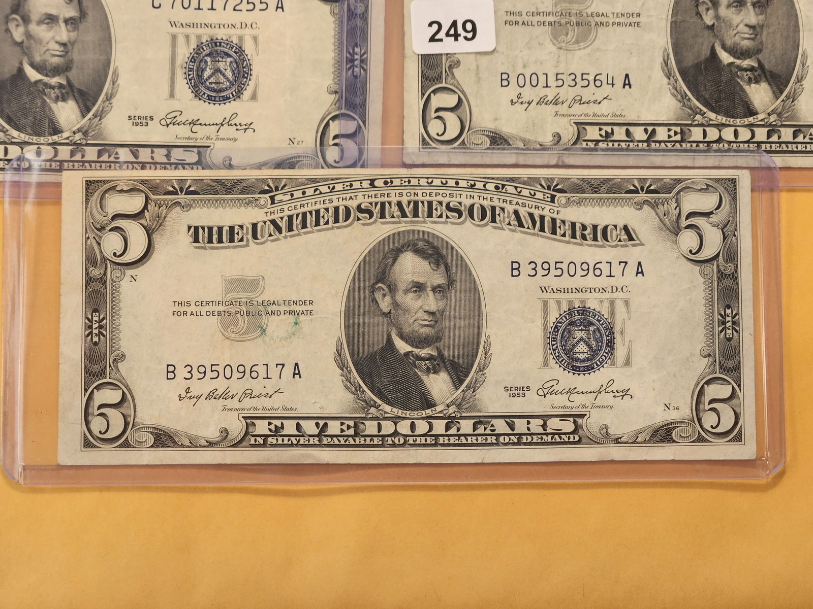 Five Mixed Blue Seal Five Dollar Silver Certificates - 4