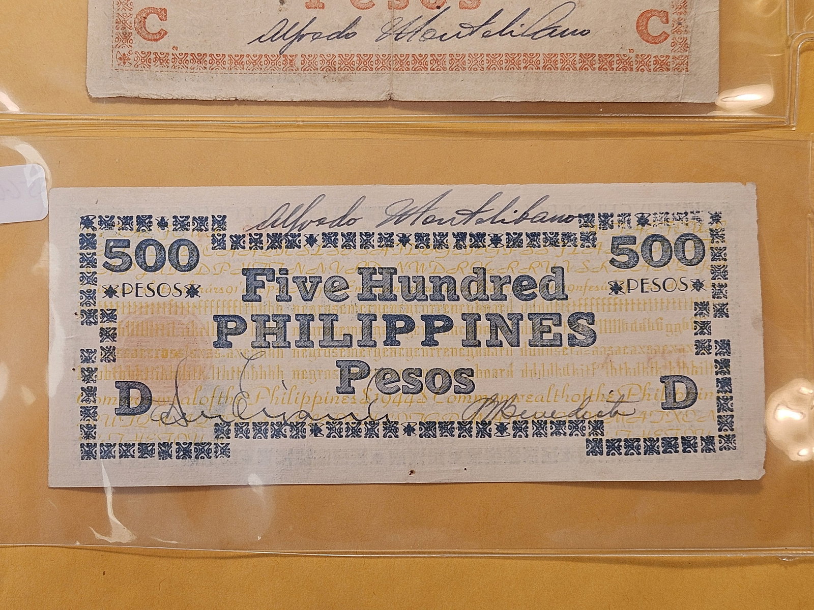 Two Large Denomination Philippines Notes from 1943 - 6