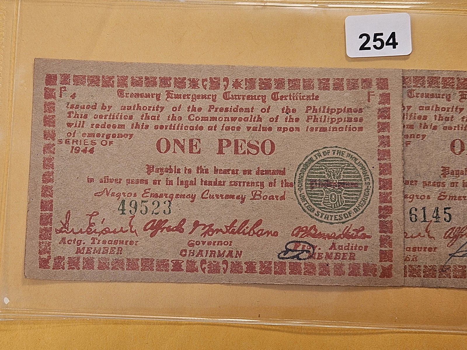 Four 1944 Philippines One Peso Notes - 4