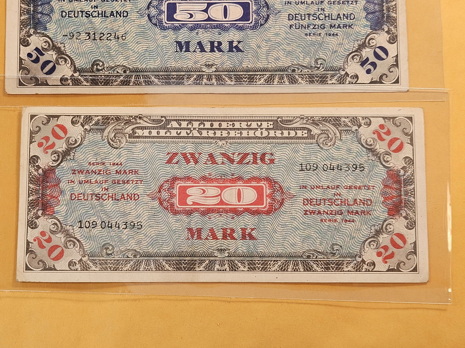 Three Series 1944 German Occupation Allied Military Bank Notes - 4