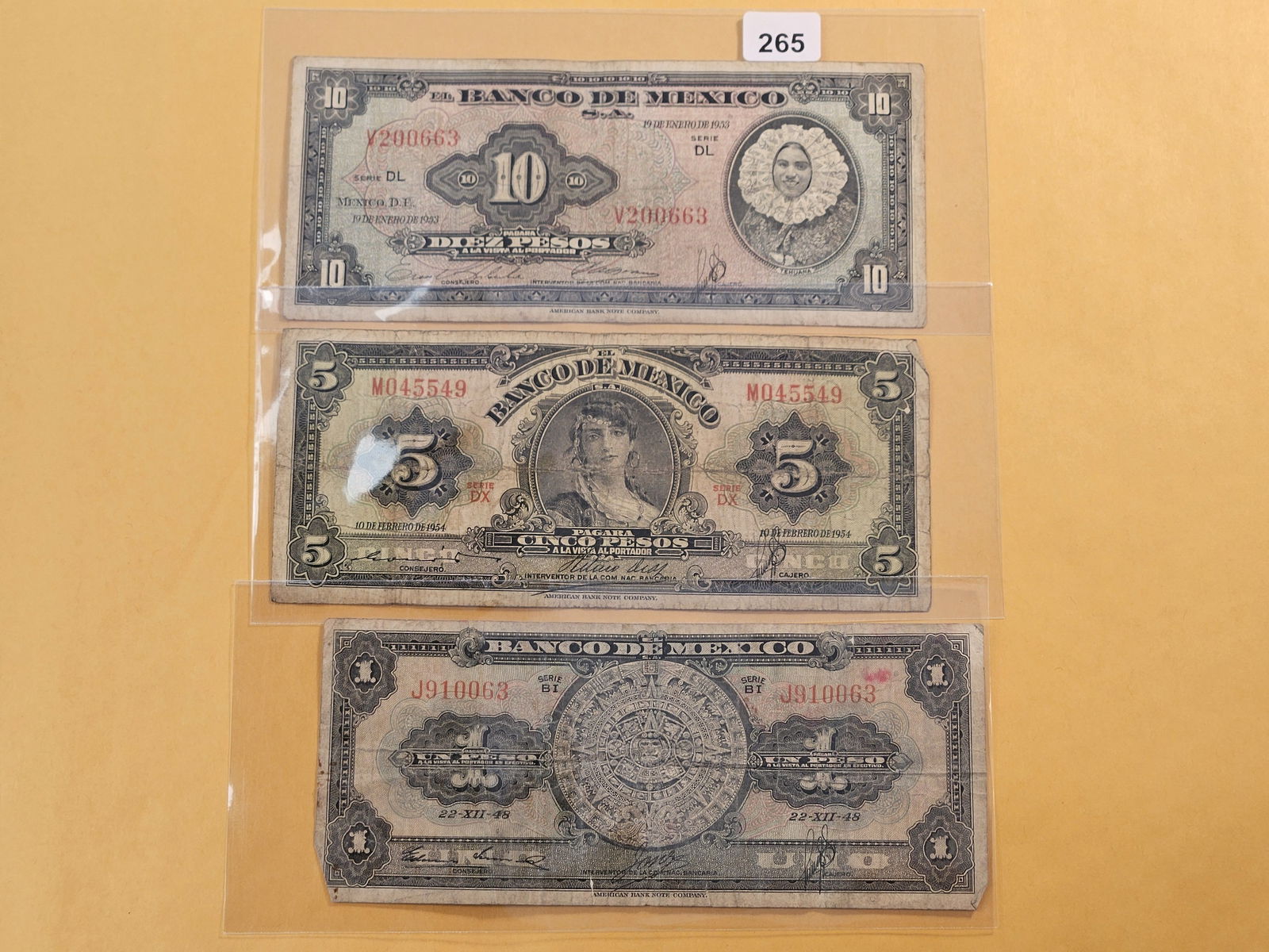 Three Circulated Noted from the Bank of Mexico (1 of 8)