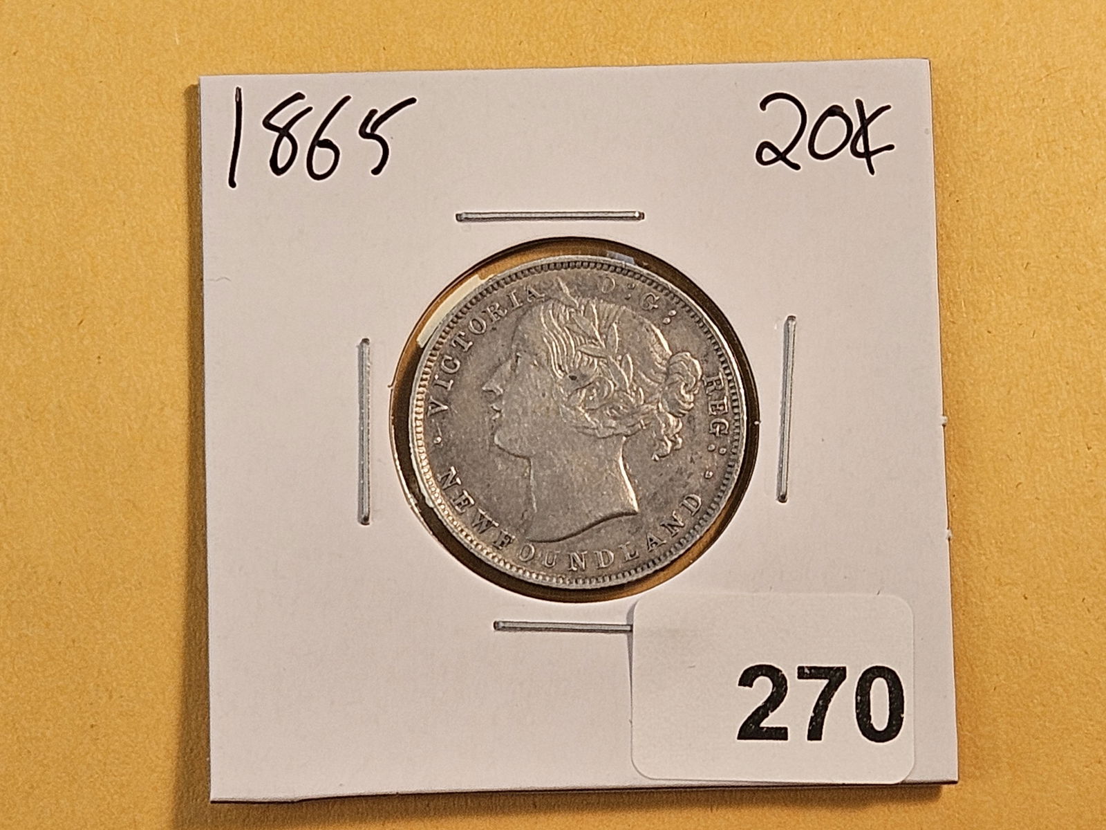 Better Grade 1865 New Foundland Silver Twenty Cent Piece - 2