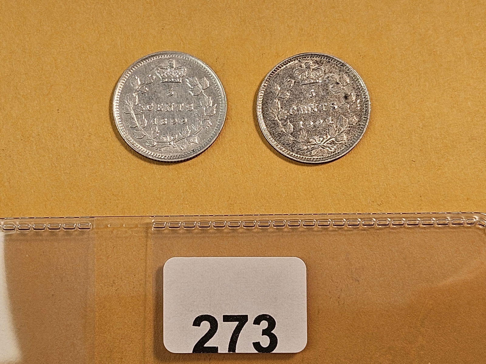 Two older Canadian Silver Five Cents - 3
