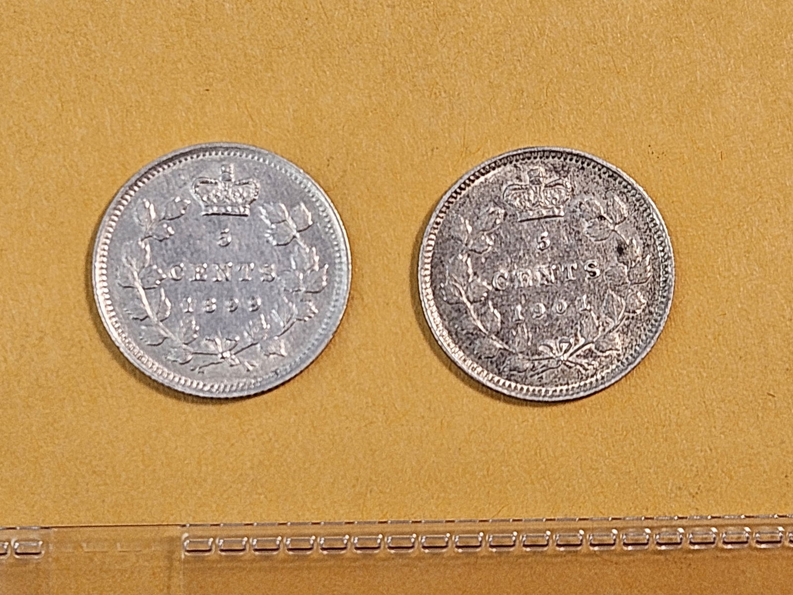 Two older Canadian Silver Five Cents - 4