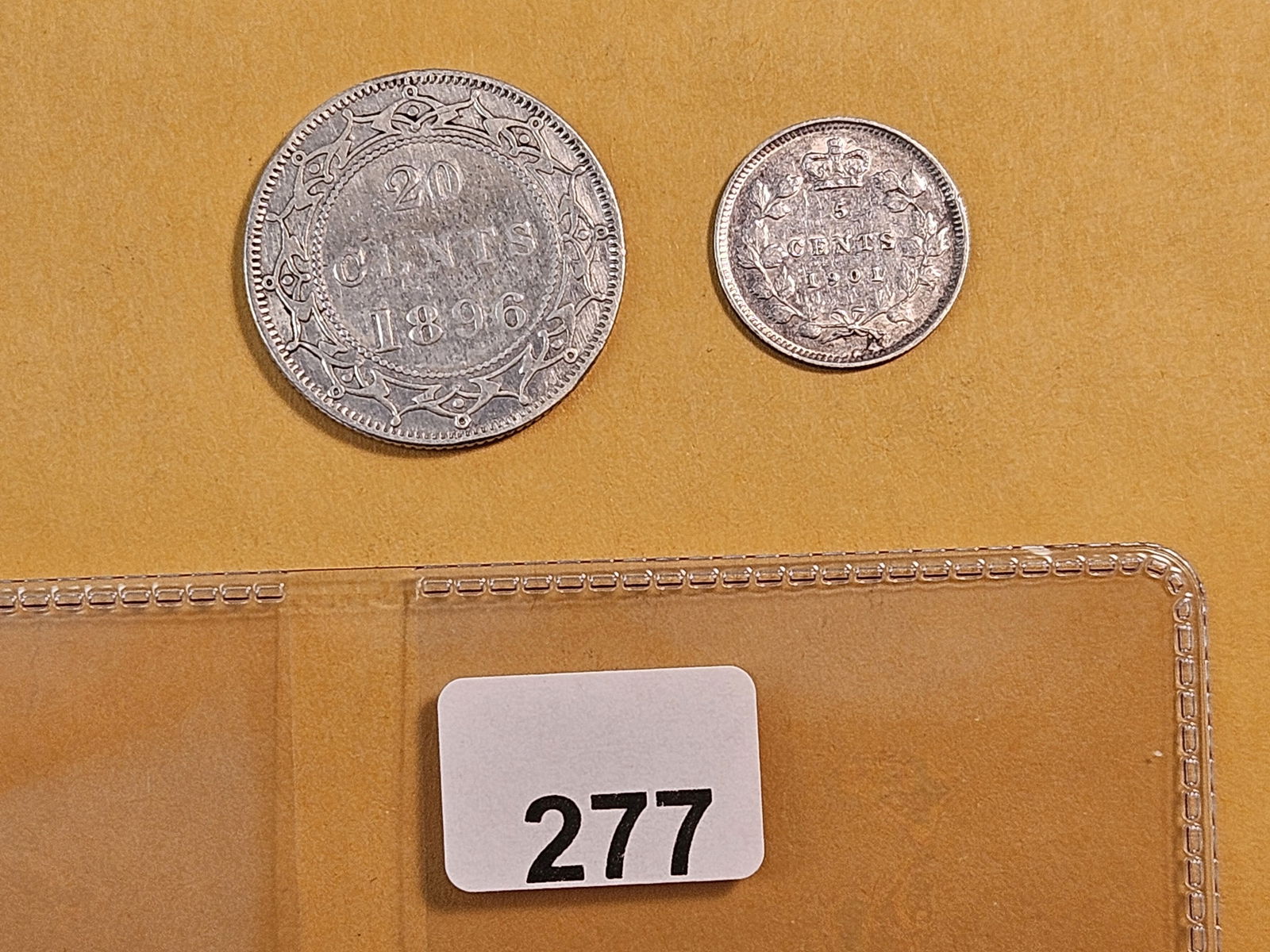 1896 New Foundland Silver Twenty Cents and Canada 1901 Silver Five Cents - 4