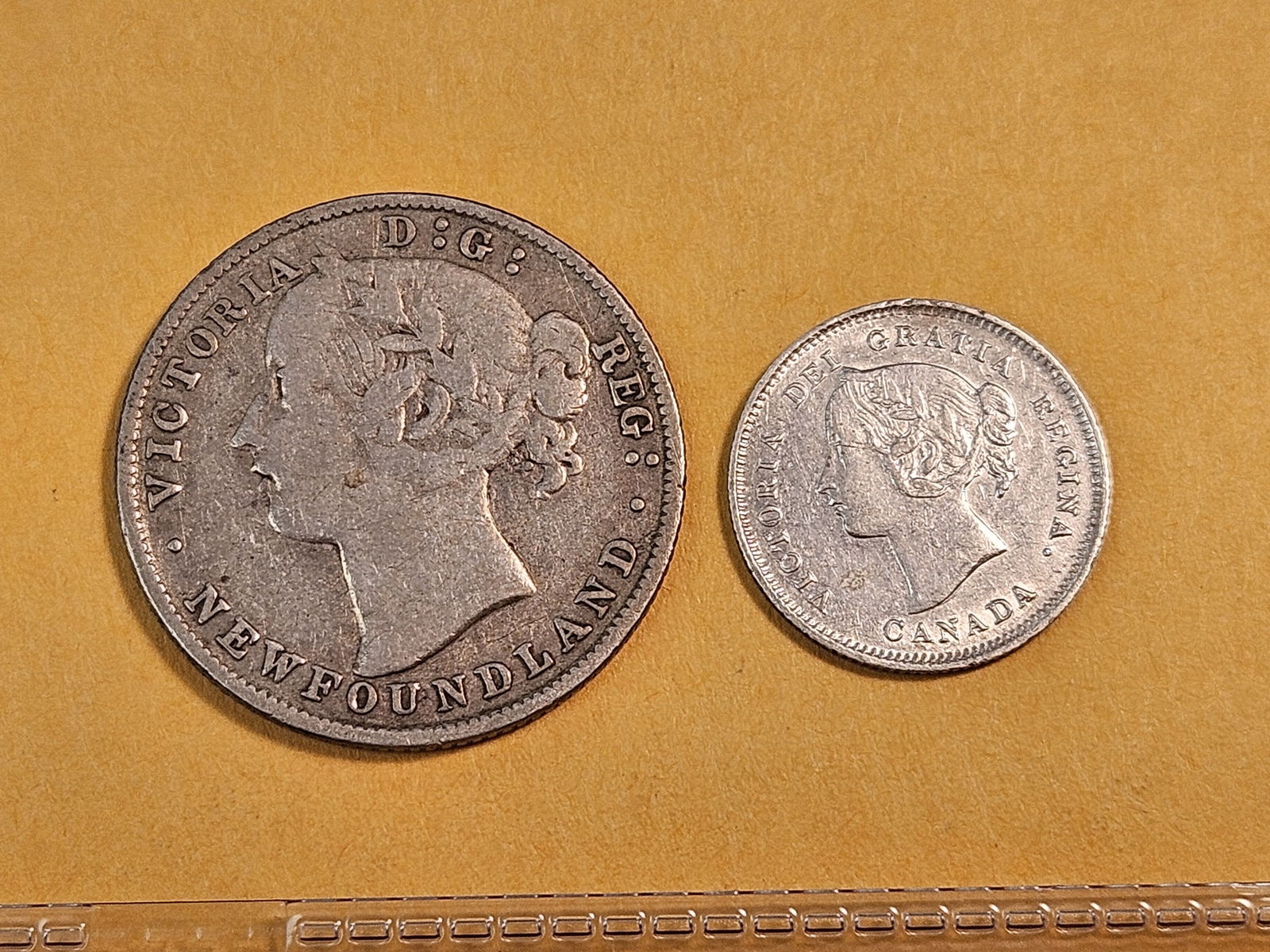 1894 New Foundland Silver Twenty Cents and Canada 1896 Silver Five Cents (1 of 4)