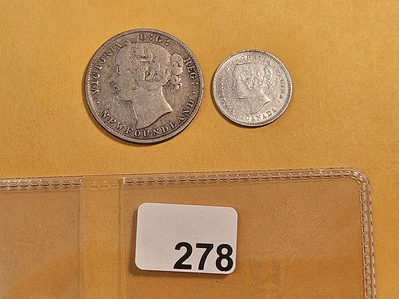 1894 New Foundland Silver Twenty Cents and Canada 1896 Silver Five Cents - 2