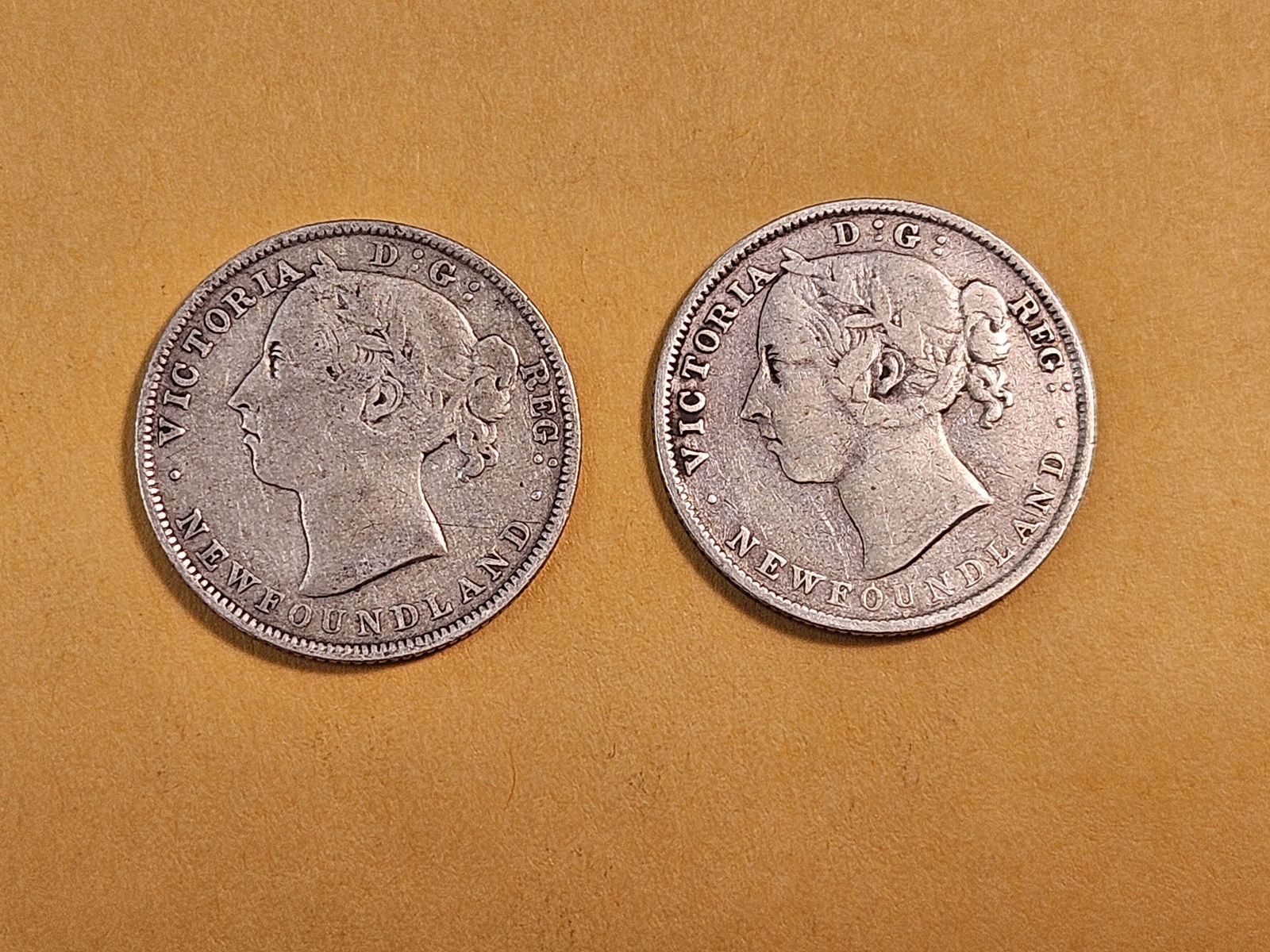 Two Circulated New Foundland Twenty Cent Pieces: 1888 And 1900 