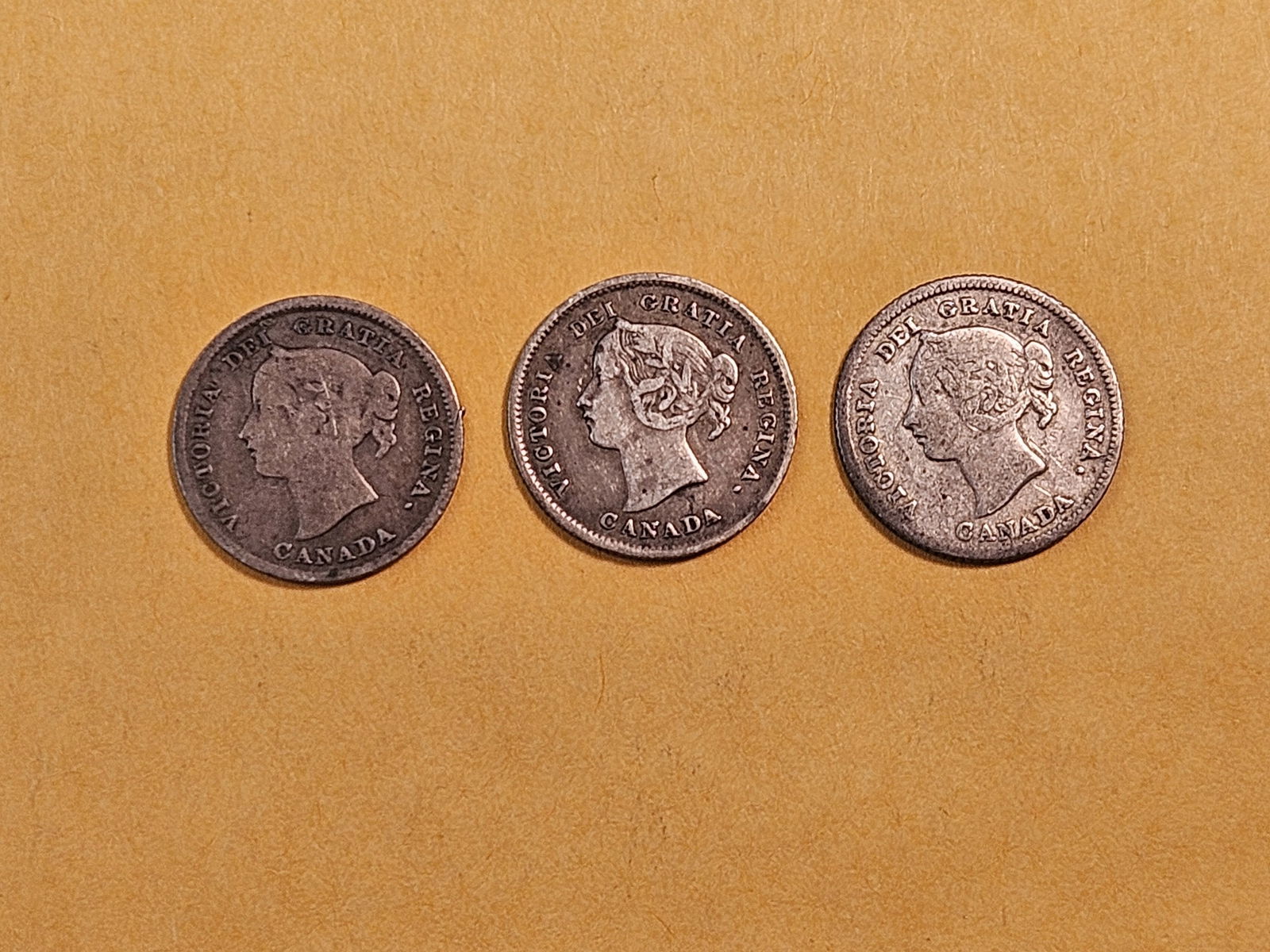 Three Canadian Silver Five Cent Pieces - 2