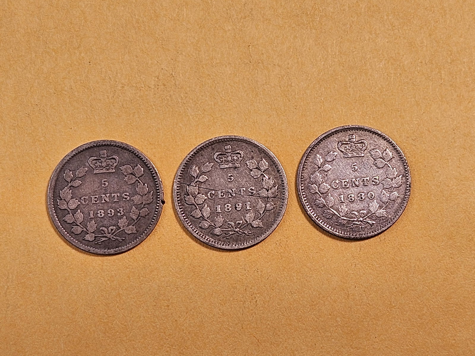 Three Canadian Silver Five Cent Pieces - 4