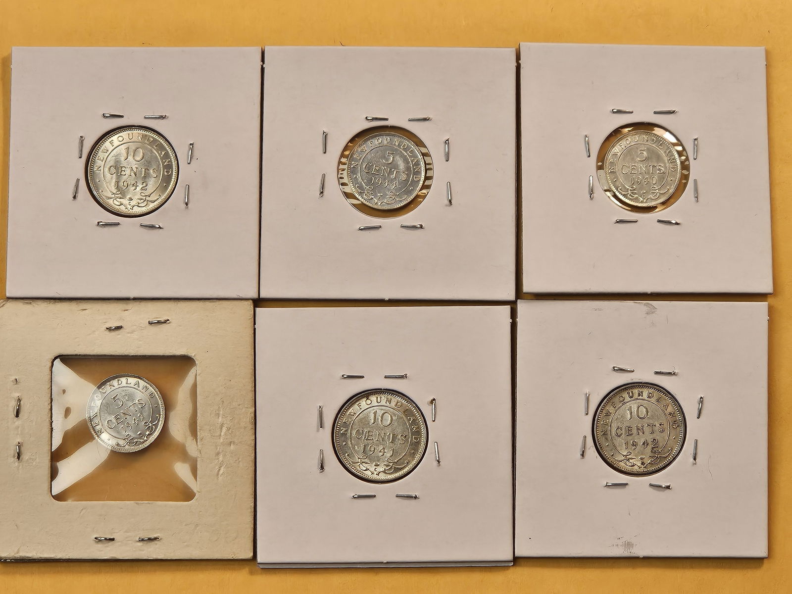 Six 1940's About Uncirculated to Brilliant Uncirculated New Foundland Silver 5 and 10 Cents - 8