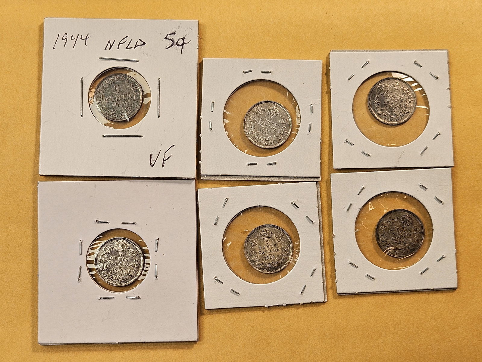 Six Canada and New Foundland Silver Five Cents - 8