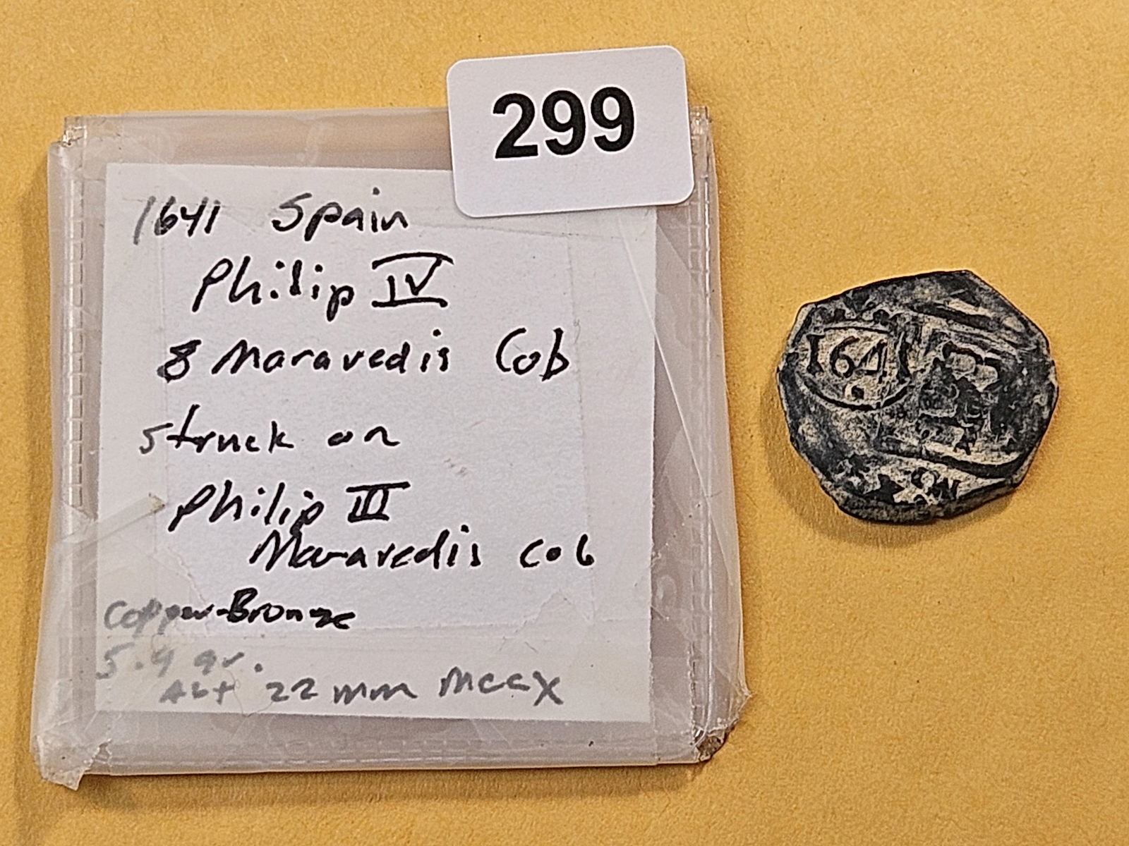 MEDEIVAL! 1641 Spain 8 Maravedis Cob - 2