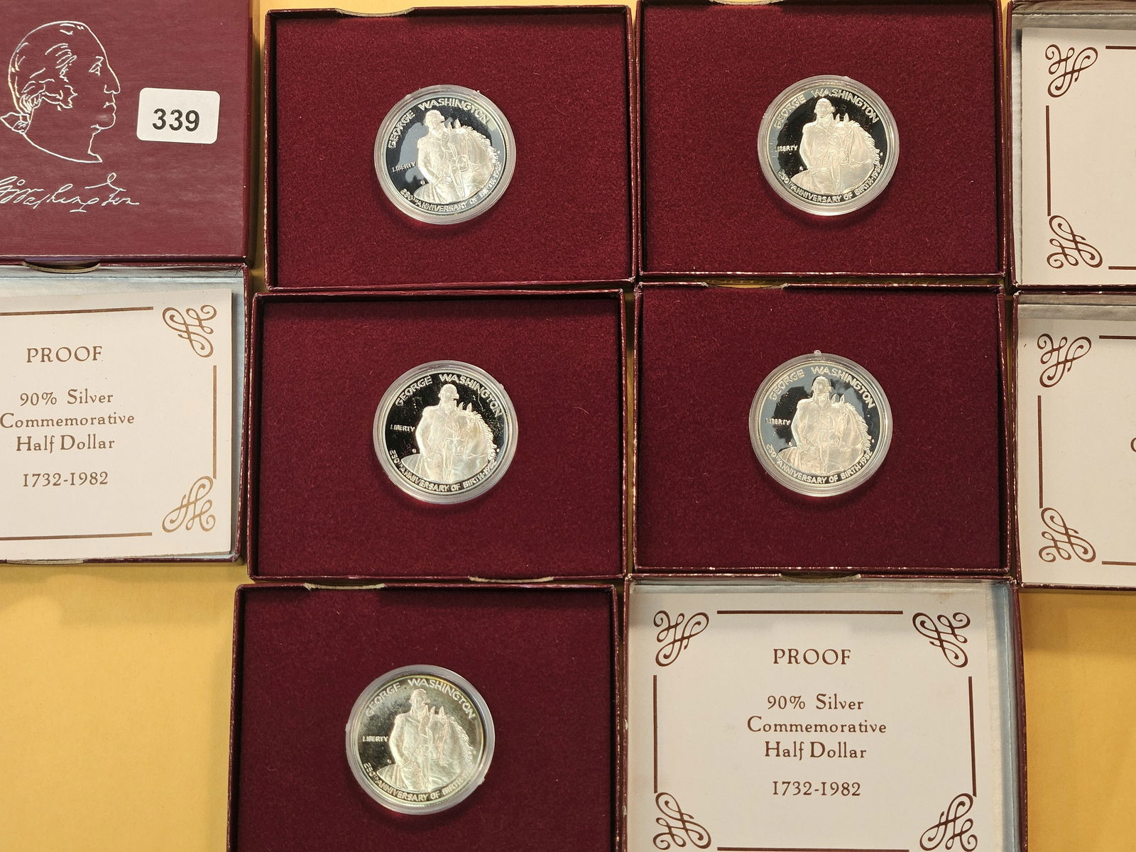 Five GEM Proof Silver Commemorative 1982 George Washington Half Dollars - 2