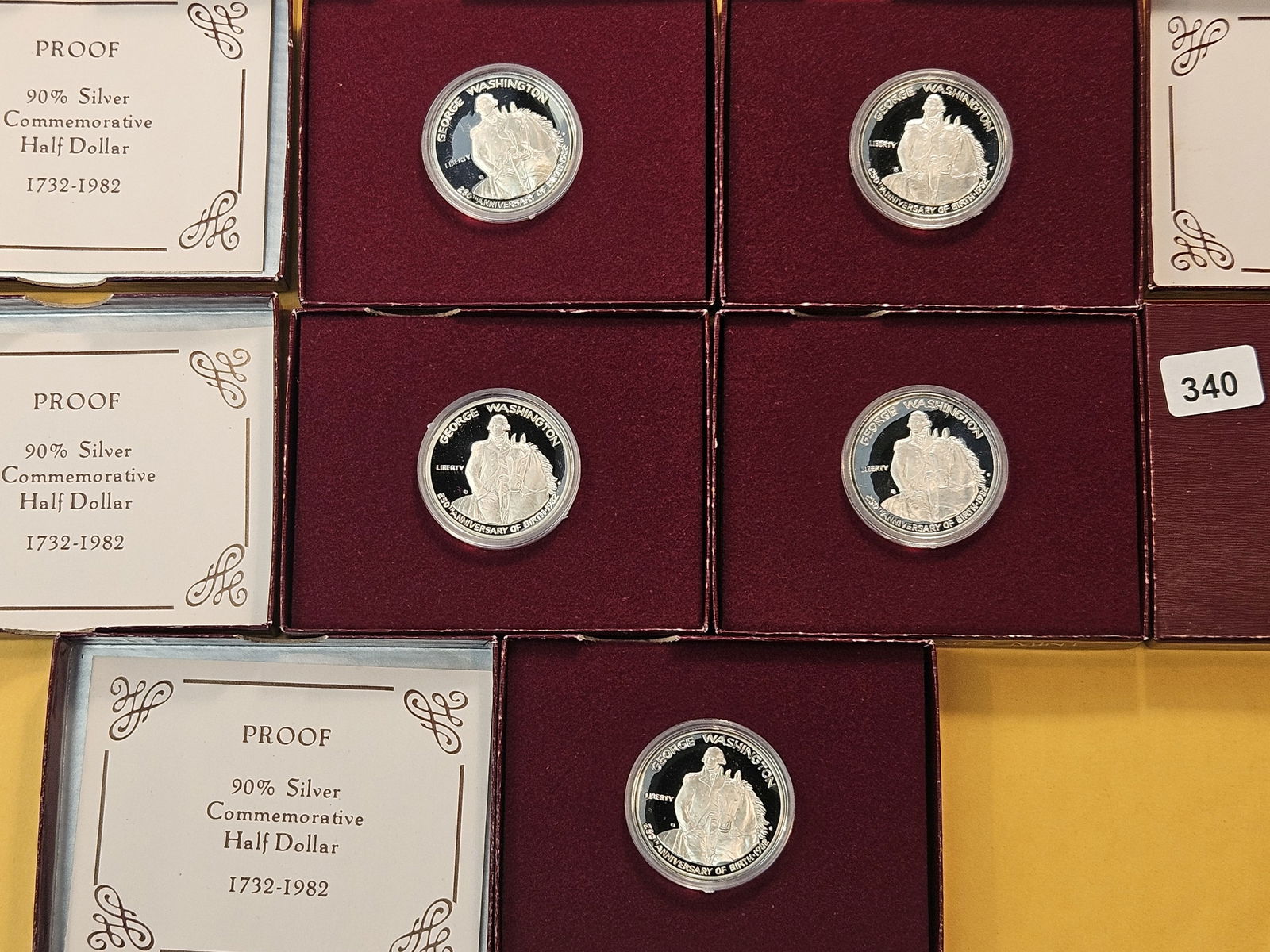 Five GEM Proof Silver Commemorative 1982 George Washington Half Dollars - 2