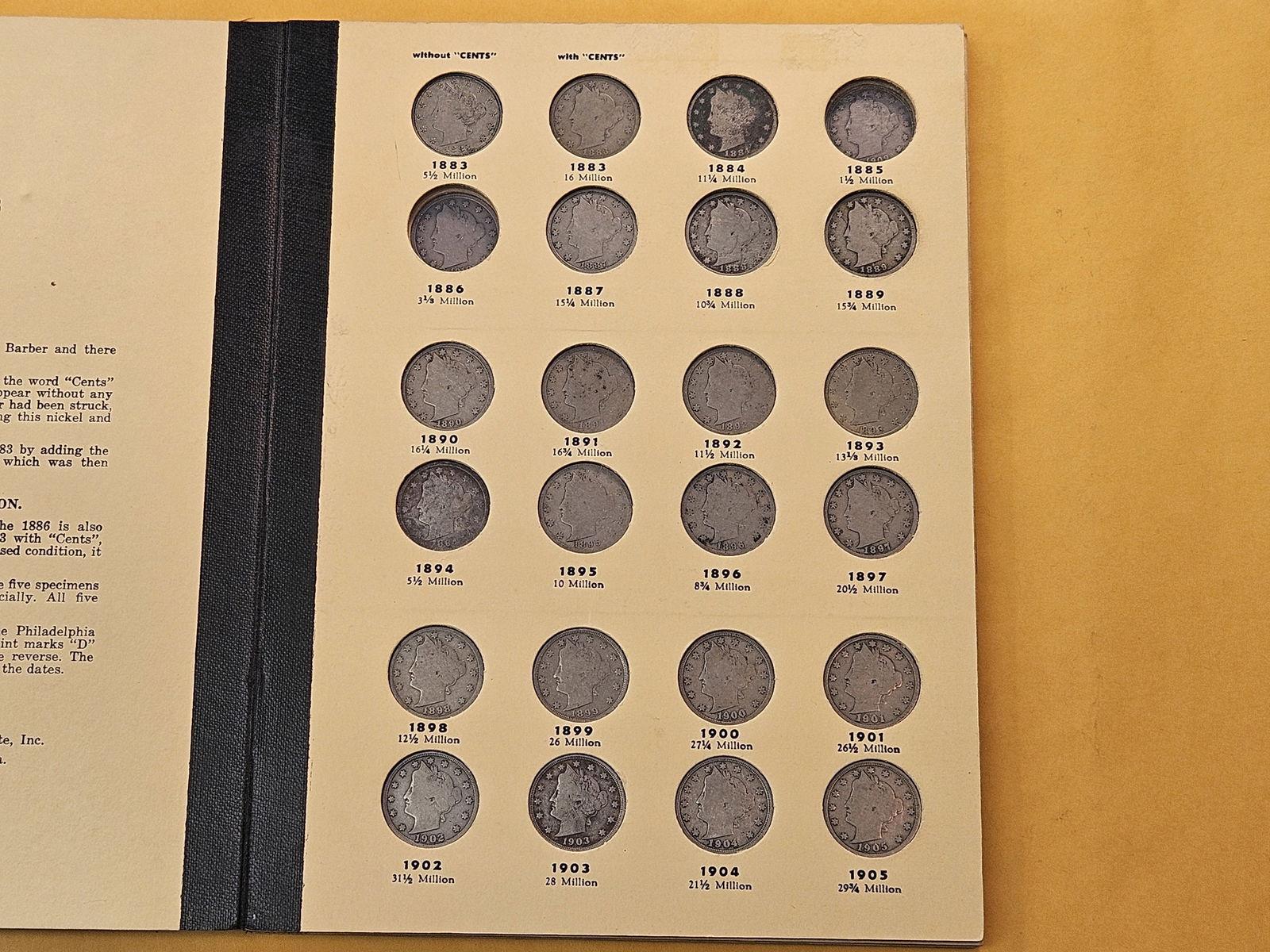 Mostly Completed Liberty Head Nickel Album - 2