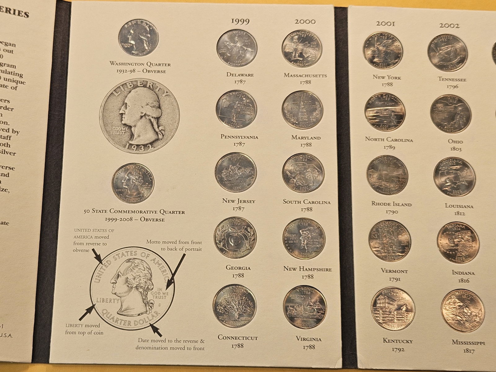 Filled Fifty State Quarter Littleton Coin Album - 2