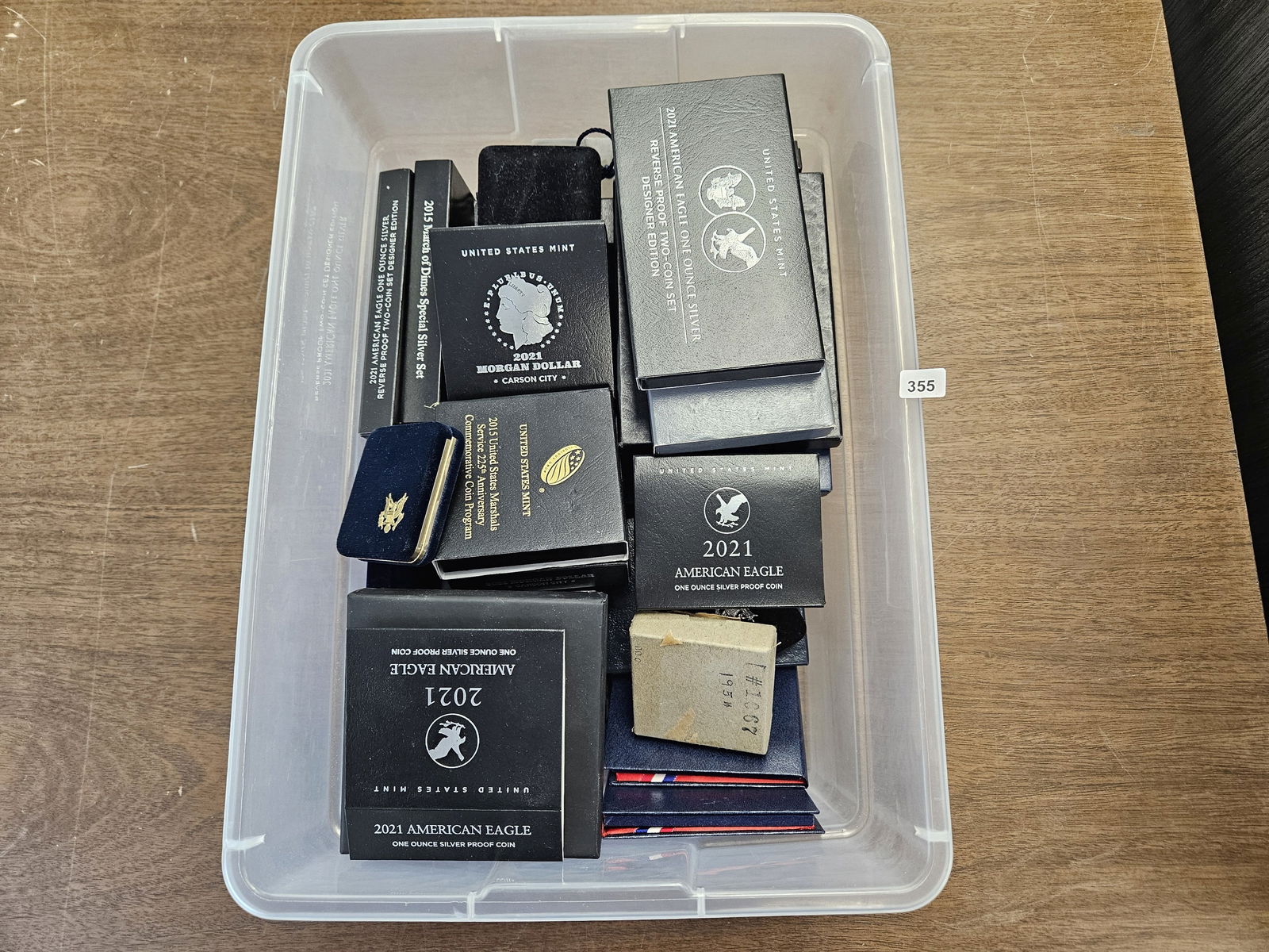 EMPTY!!! Large bin of empty US Mint packaging: EMPTY!!! 