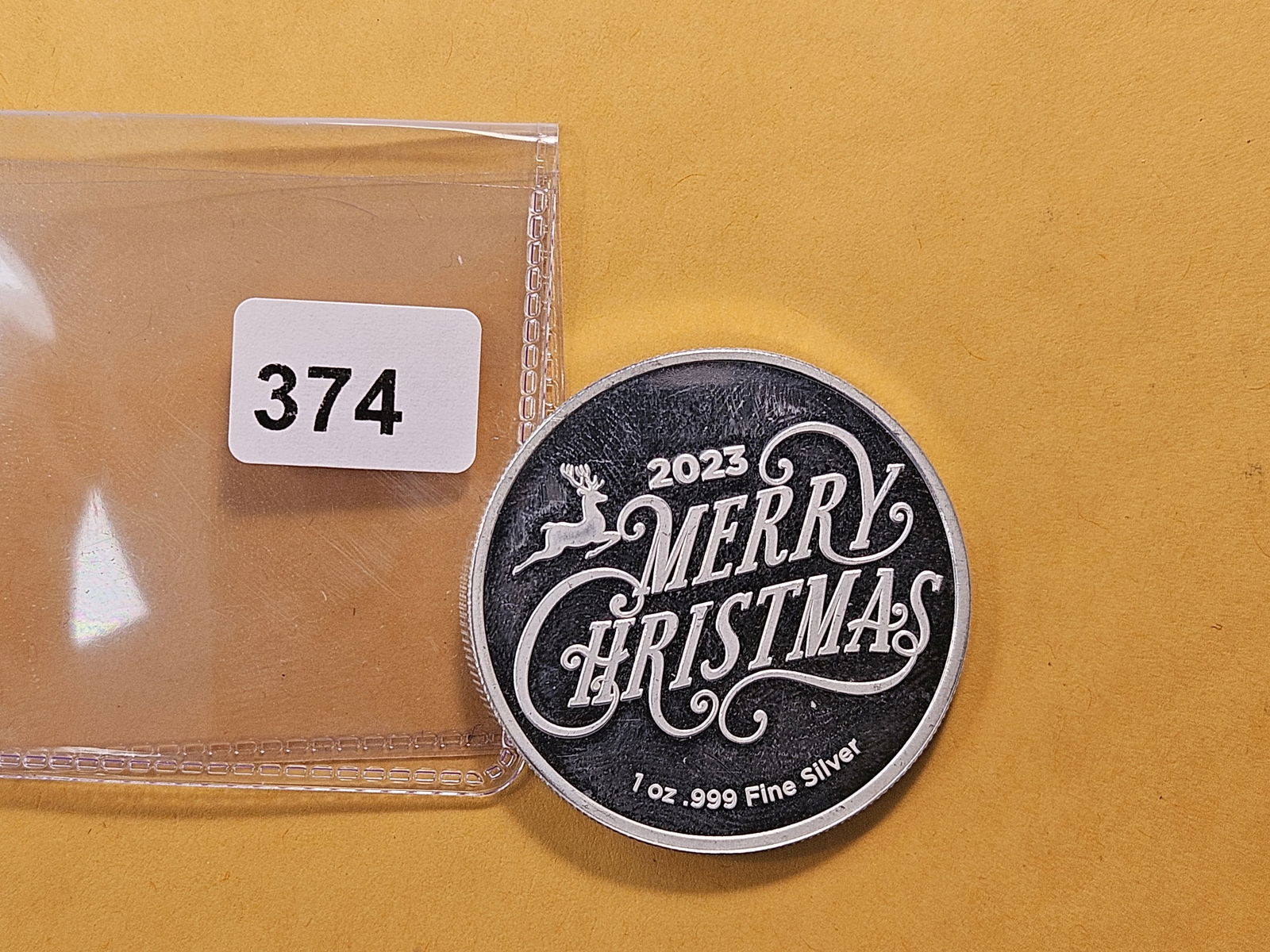 One Troy Ounce .999 Fine Silver Art Round: Christmas 2023. Colorized!