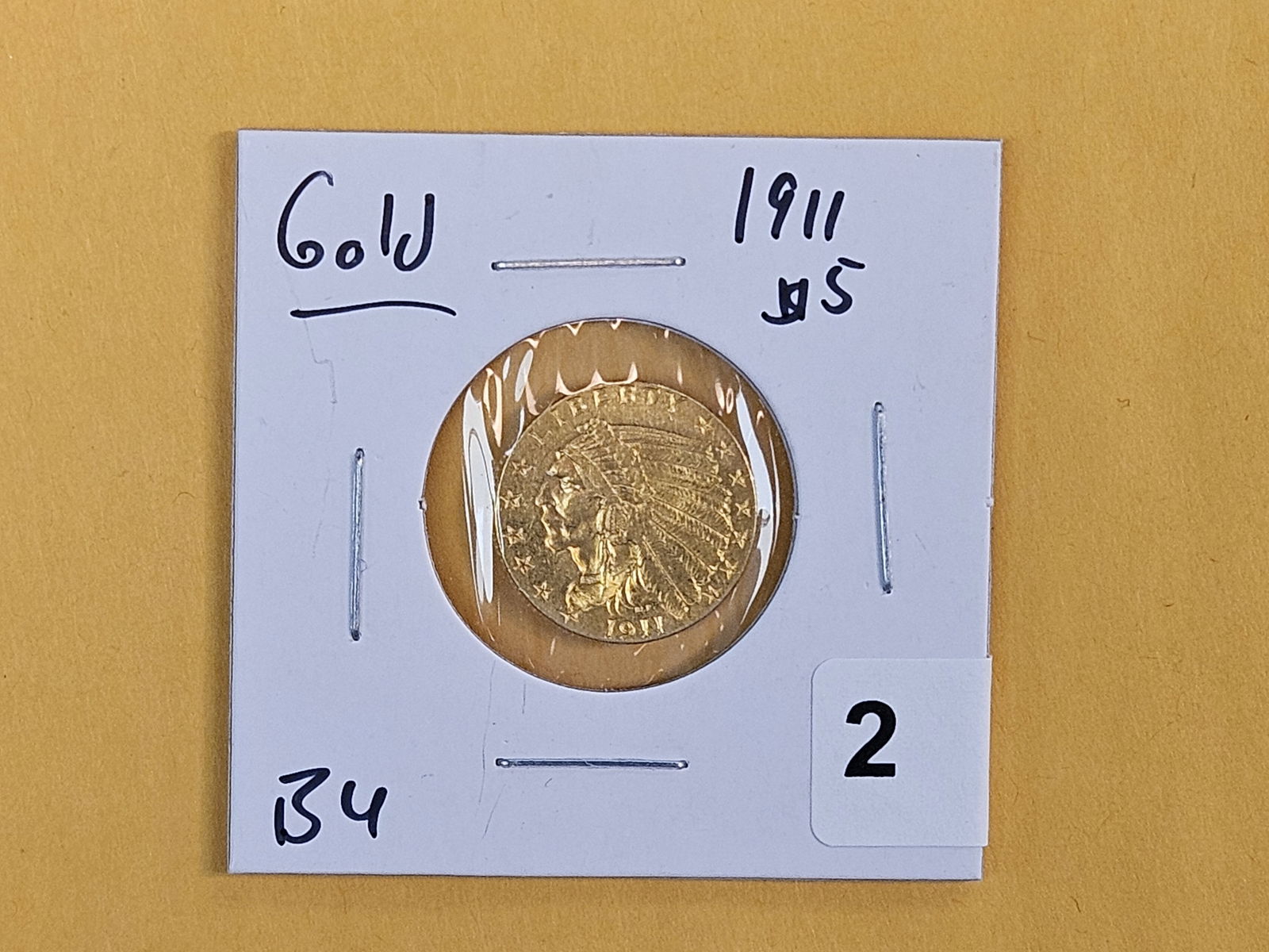 GOLD! Brilliant Uncirculated 1911 Gold Indian $2.5 Dollars - 2