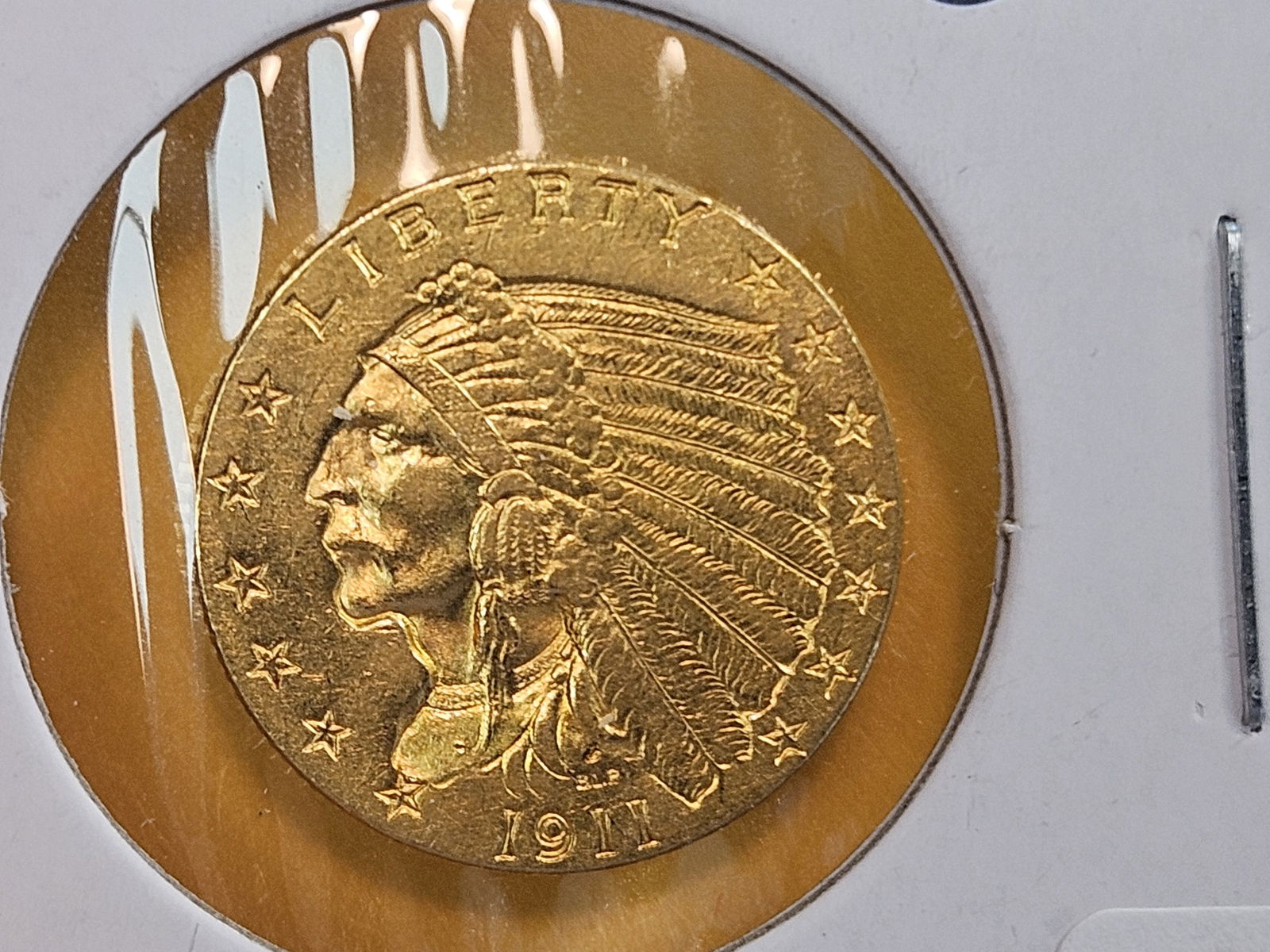 GOLD! Brilliant Uncirculated 1911 Gold Indian $2.5 Dollars - 3
