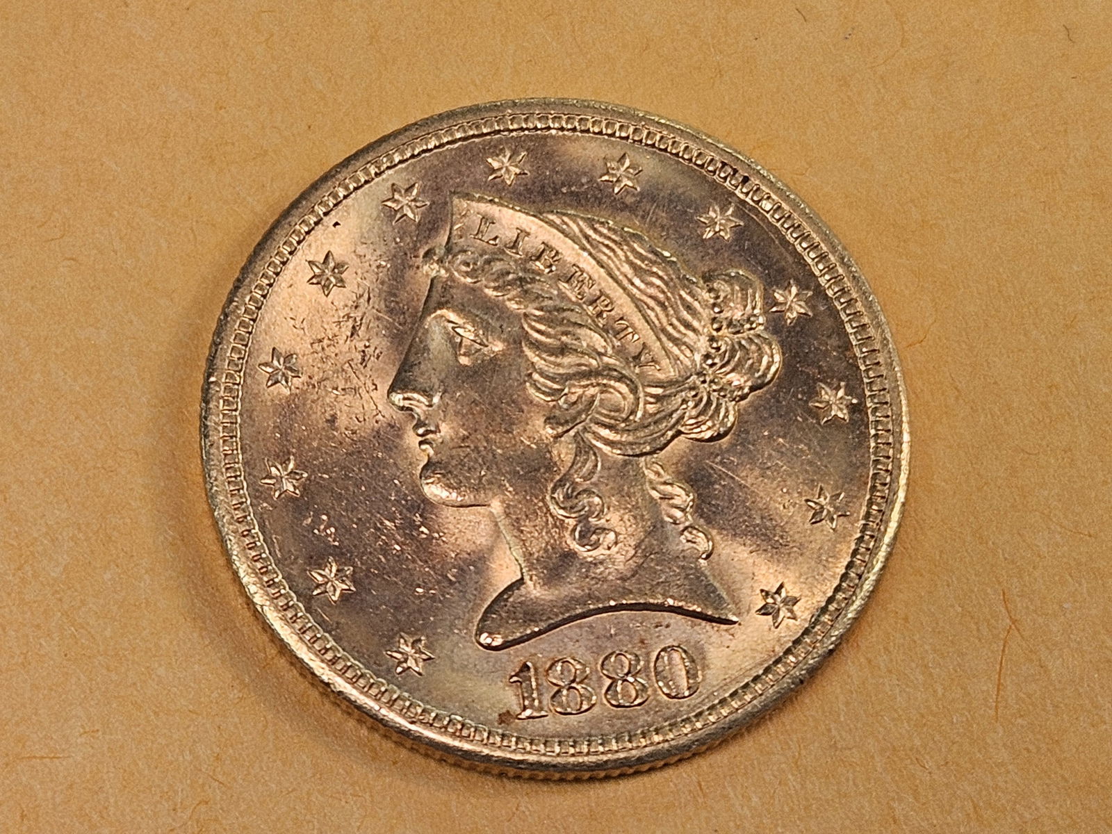 GOLD! Brilliant Uncirculated 1880-S Gold Liberty Head Five Dollars - 3