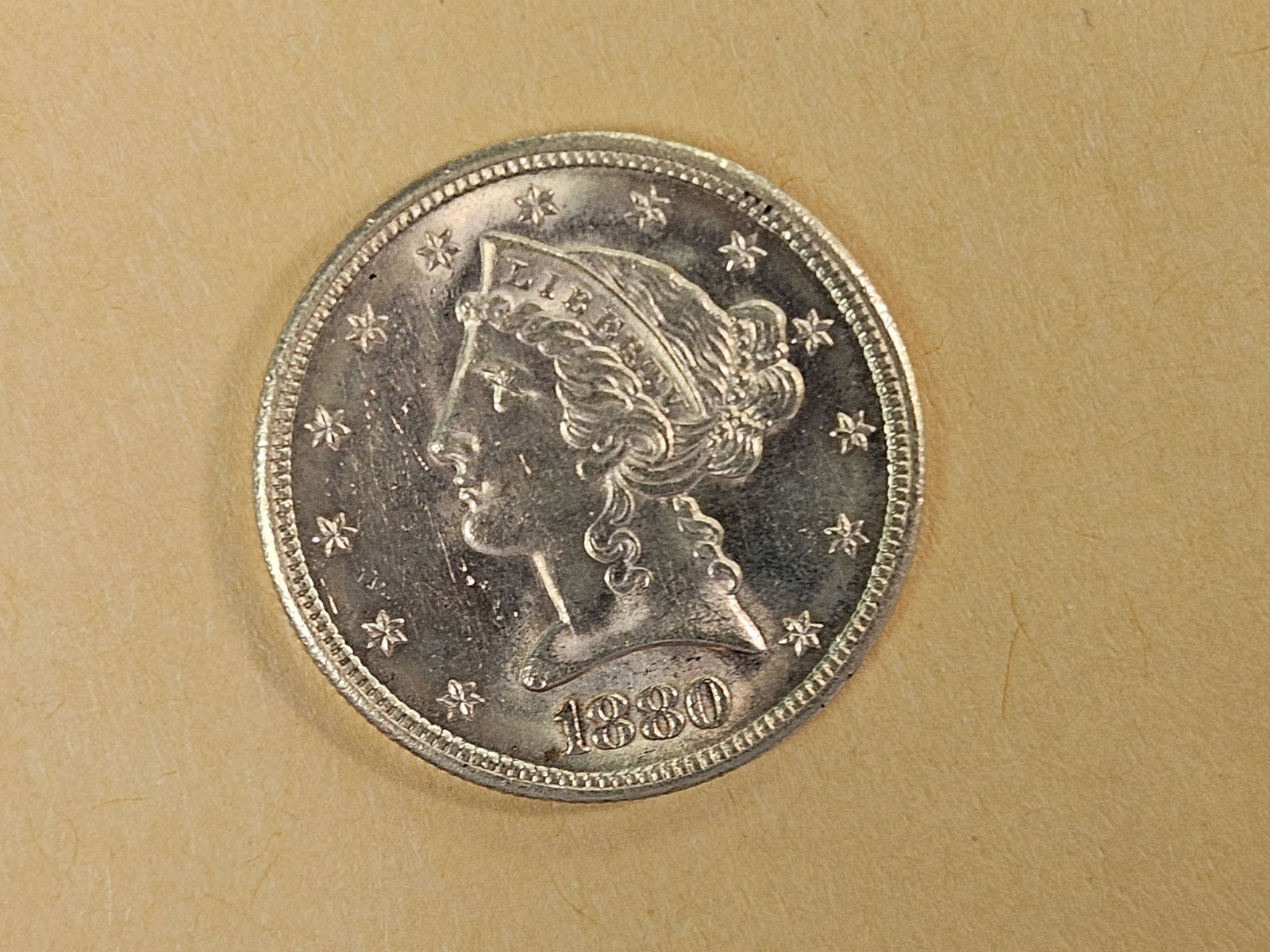 GOLD! Brilliant Uncirculated 1880-S Gold Liberty Head Five Dollars - 5