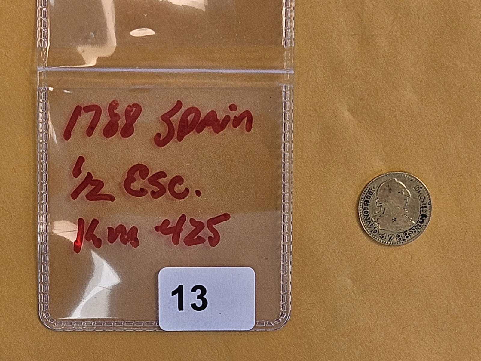 GOLD! Bright 1738 Spain Gold 1/2 Escudo - 2