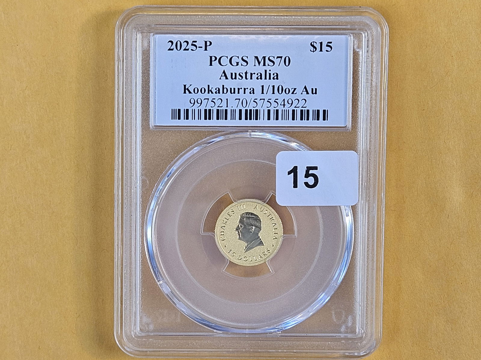 PERFECT! PCGS GOLD 2025-P Australia Gold $15 in Mint State 70 - 2