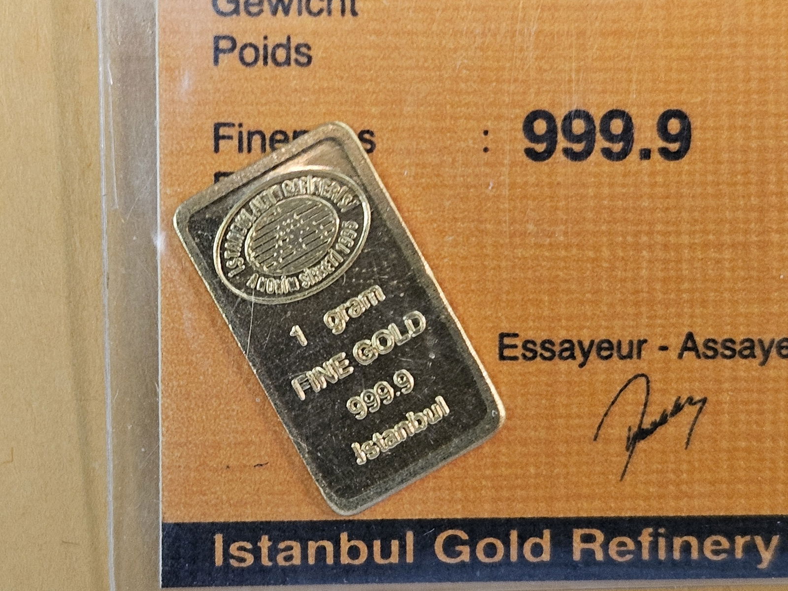 GOLD! Istanbul Gold Refinery One Gram .9999 fine gold bar - 2